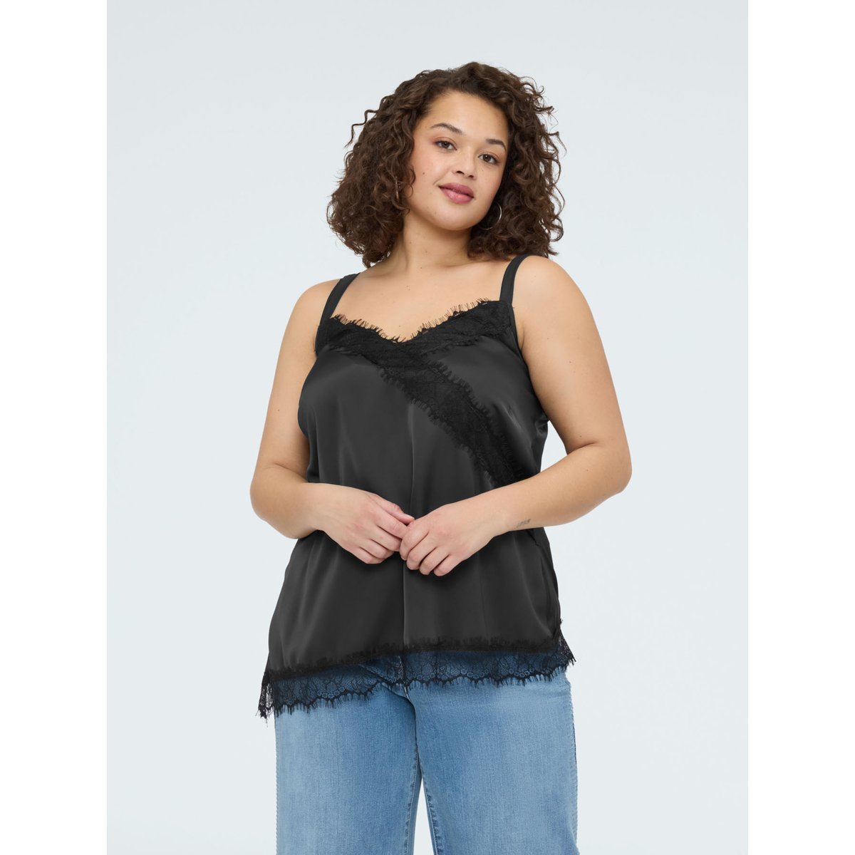 Top avec détails en dentelle noir, FIORELLA RUBINO