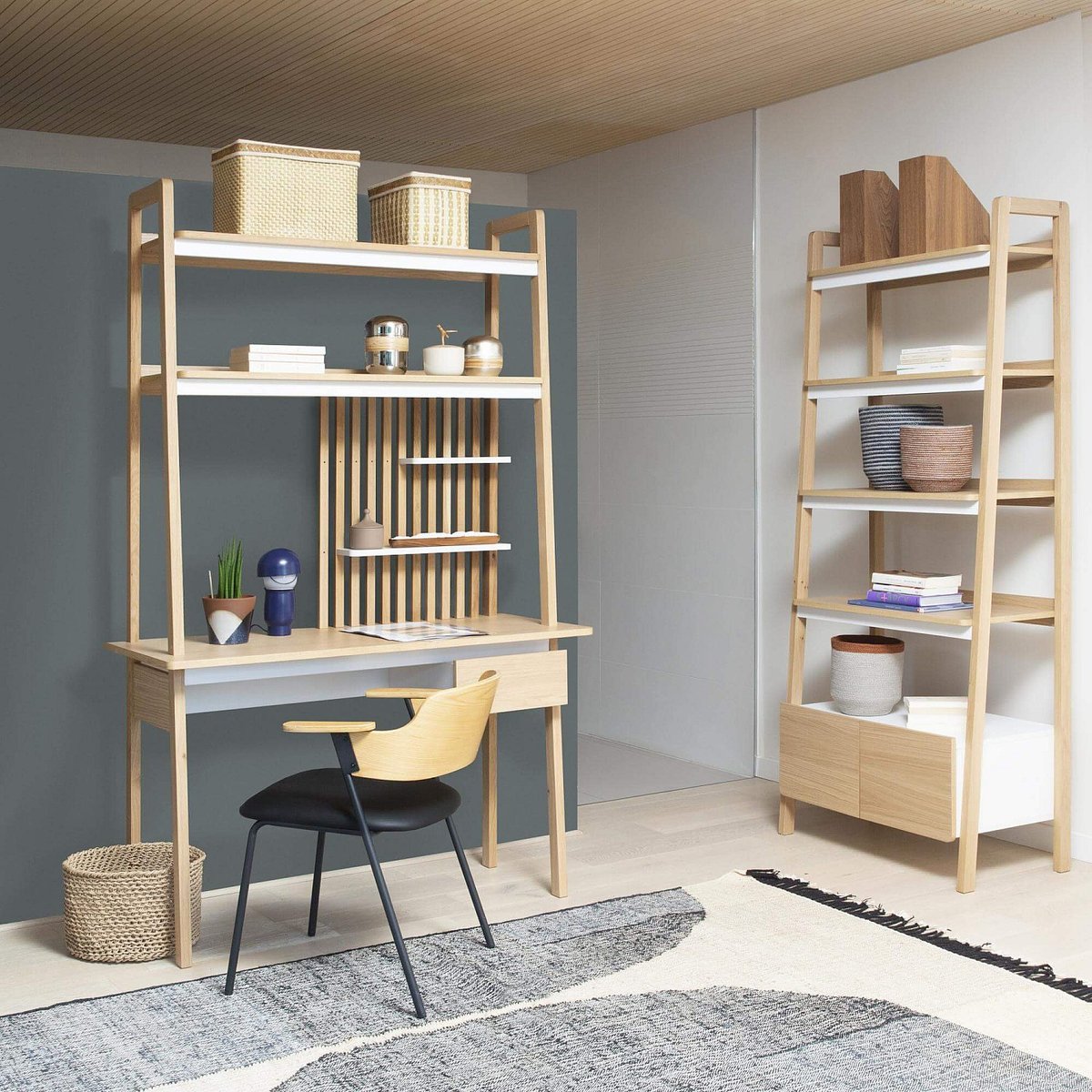 Bureau panneau de particule SEBASTIEN naturel clair, blanc, HABITAT