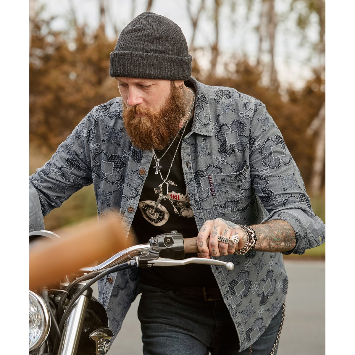 Chemise Brodée Enforcer gris, JOE BROWNS