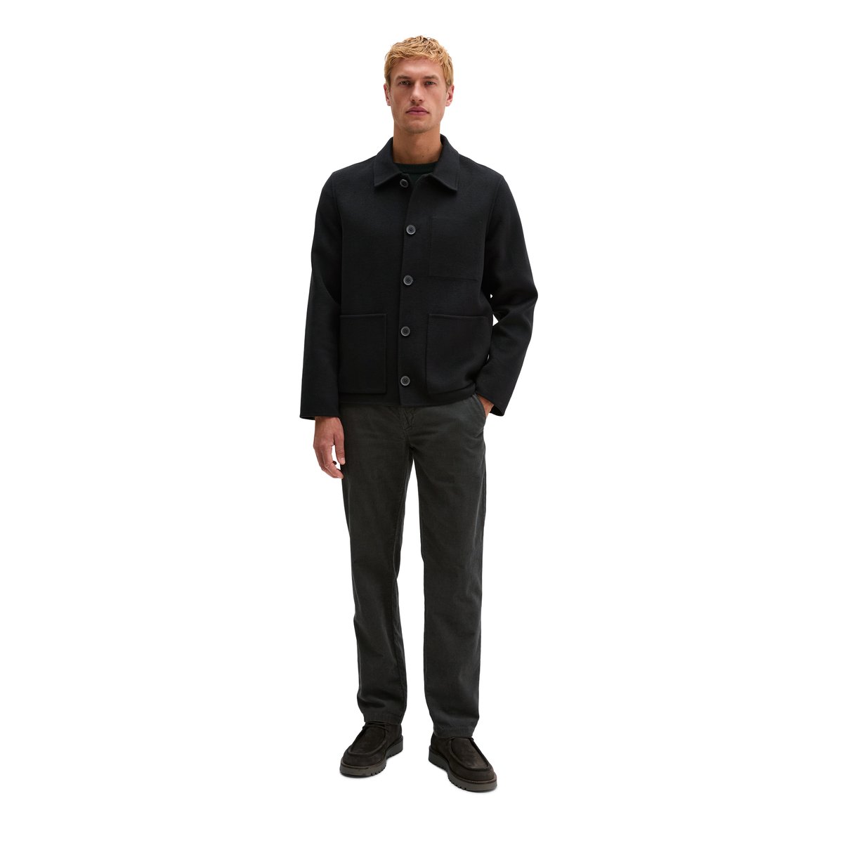 Veste en laine coupe classique en laine mélangée double face toute douce noir, MARC O'POLO