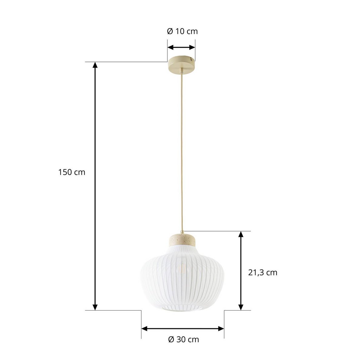 Suspension en textile scandinave, Eloise blanc, beige, LUCANDE