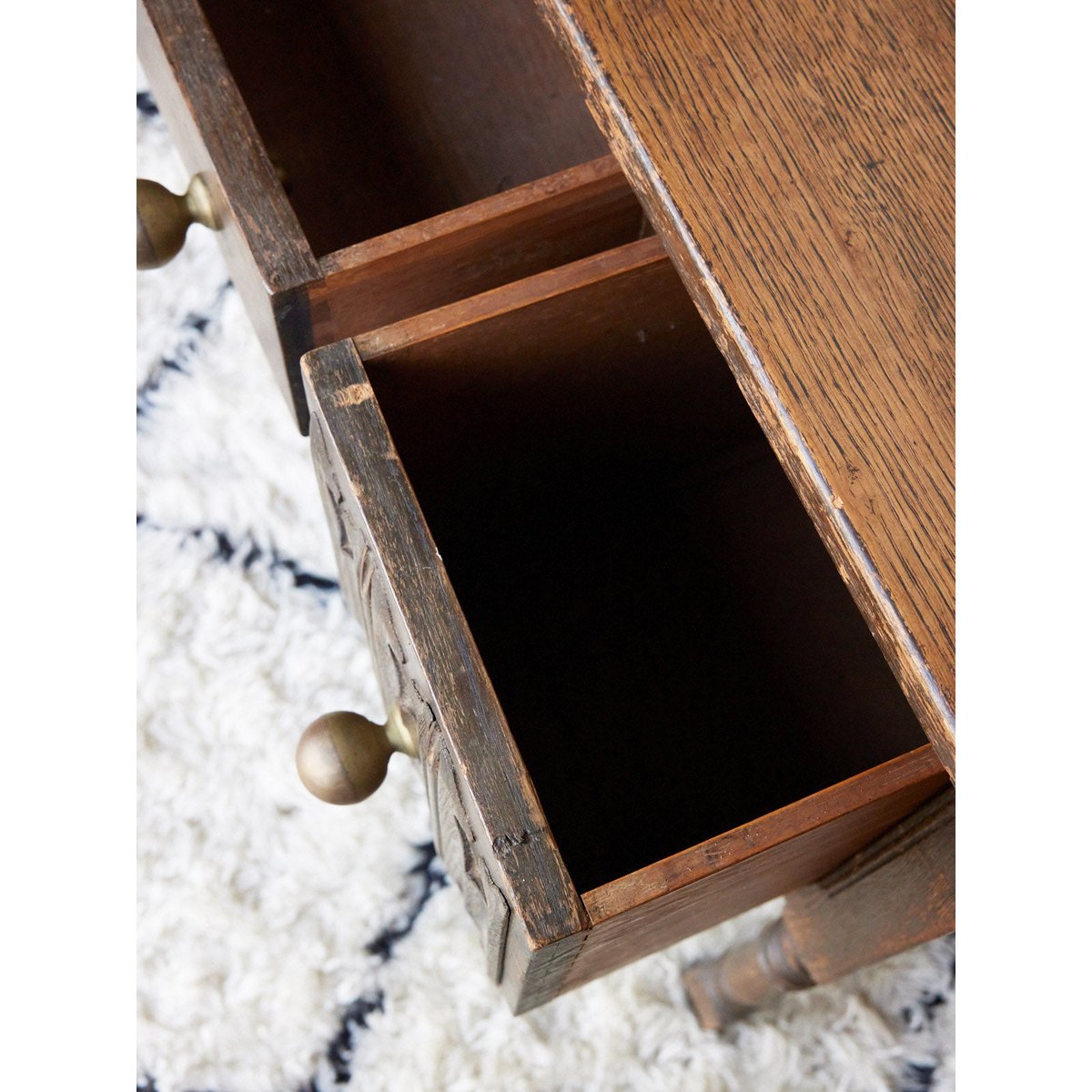 Bureau ancien en bois et boules laiton Edouard N°1119 - Bon état bois foncé, DEBONGOUT