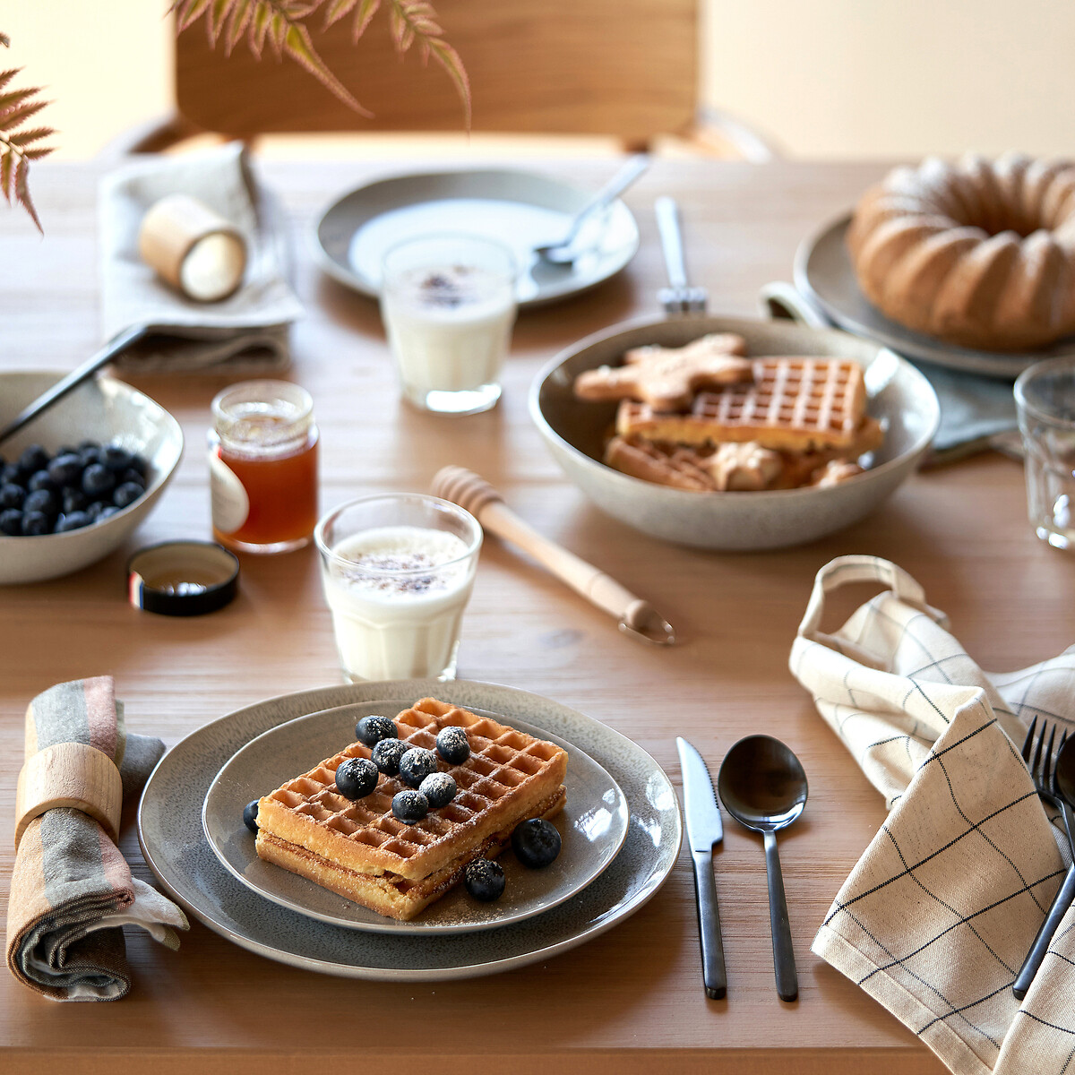 Lot de 4 assiettes à dessert grès, Soul gris clair, LA REDOUTE INTERIEURS