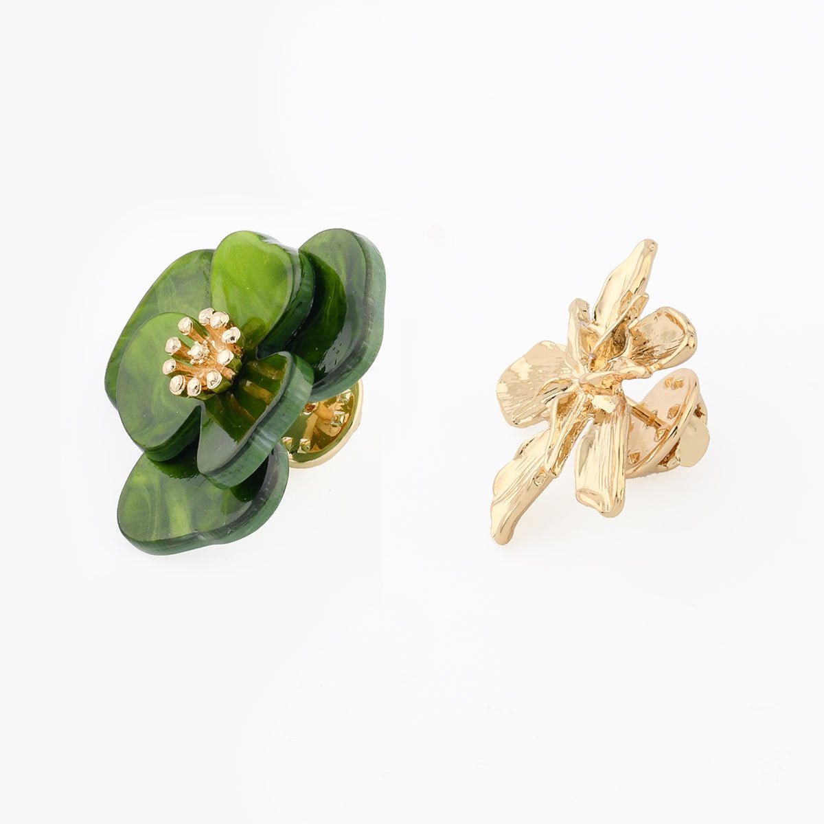 Set de 2 pin's fleurs verte et dorée vert, BALABOOSTE