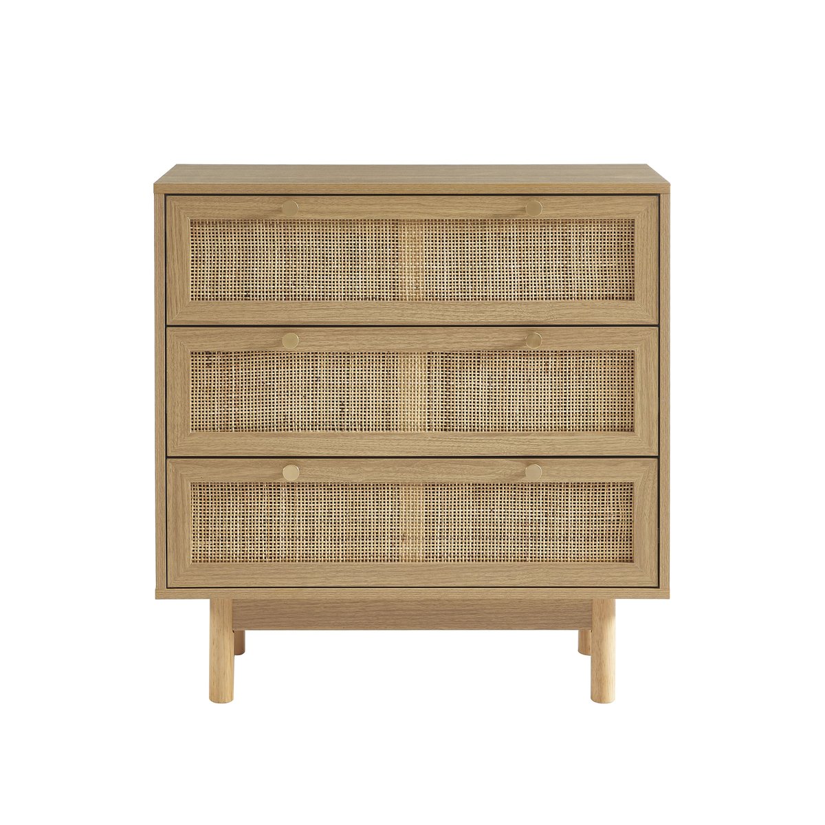Commode cannage rotin 3 tiroirs HELENA chêne clair, BAÏTA