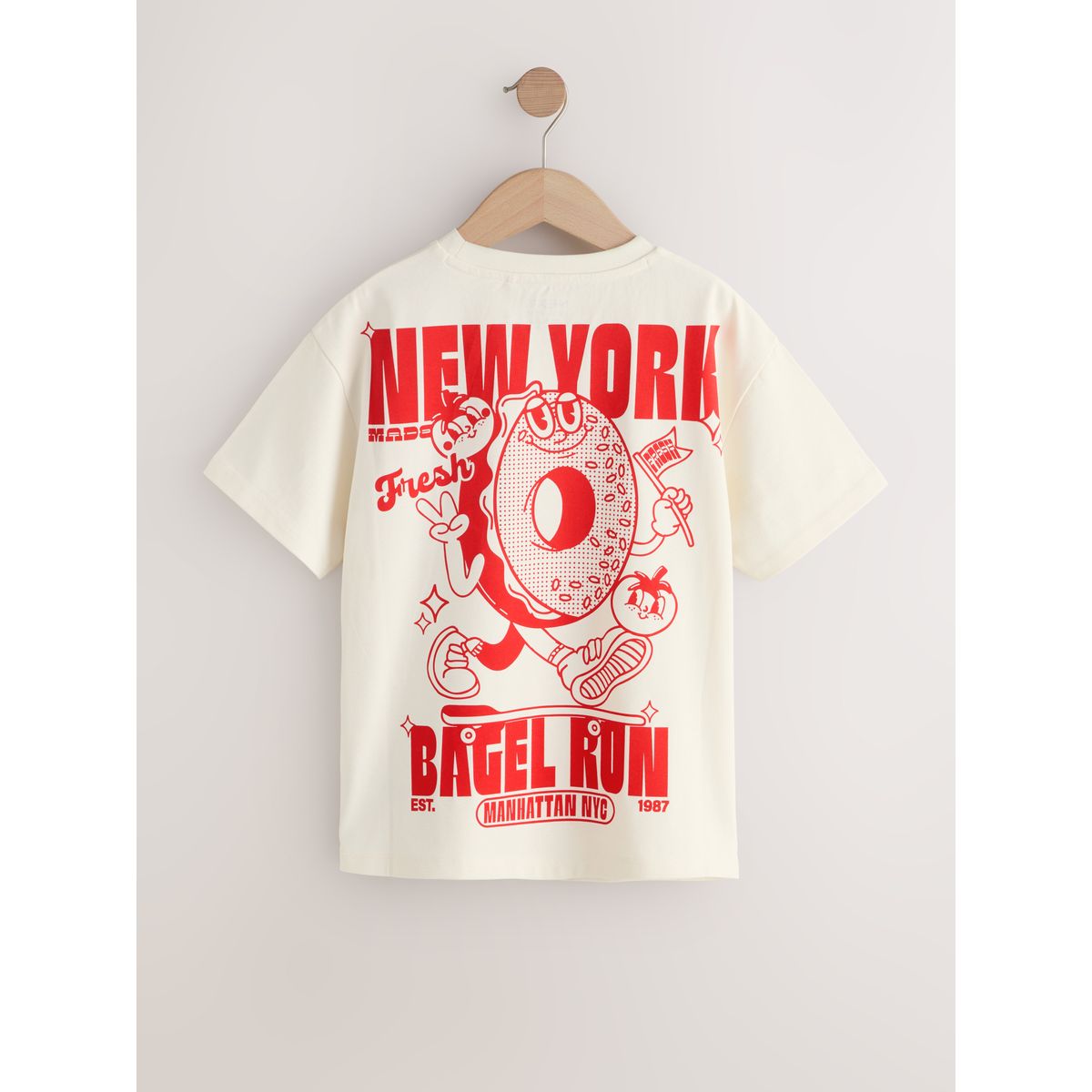 T-shirt oversize imprimé bagel écru, NEXT