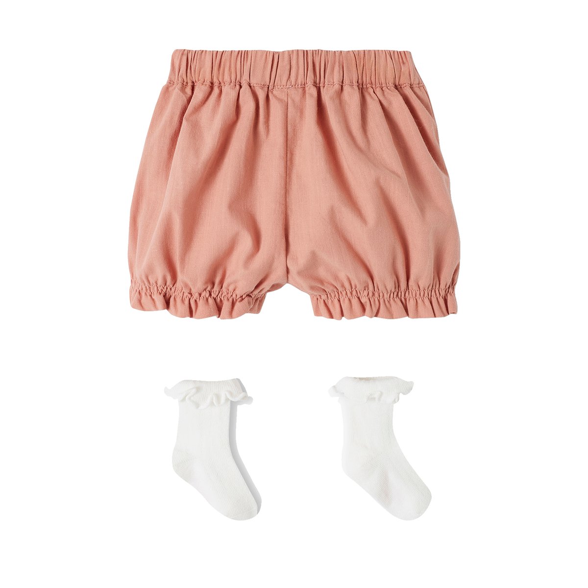 Ensemble cérémonie bloomer et chaussettes naissance rose, VERTBAUDET