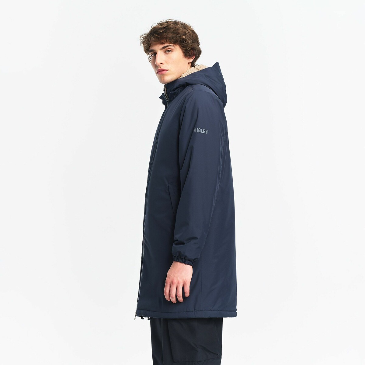 Parka longue unisexe imperméable doublée sherpa MT bleu marine, AIGLE