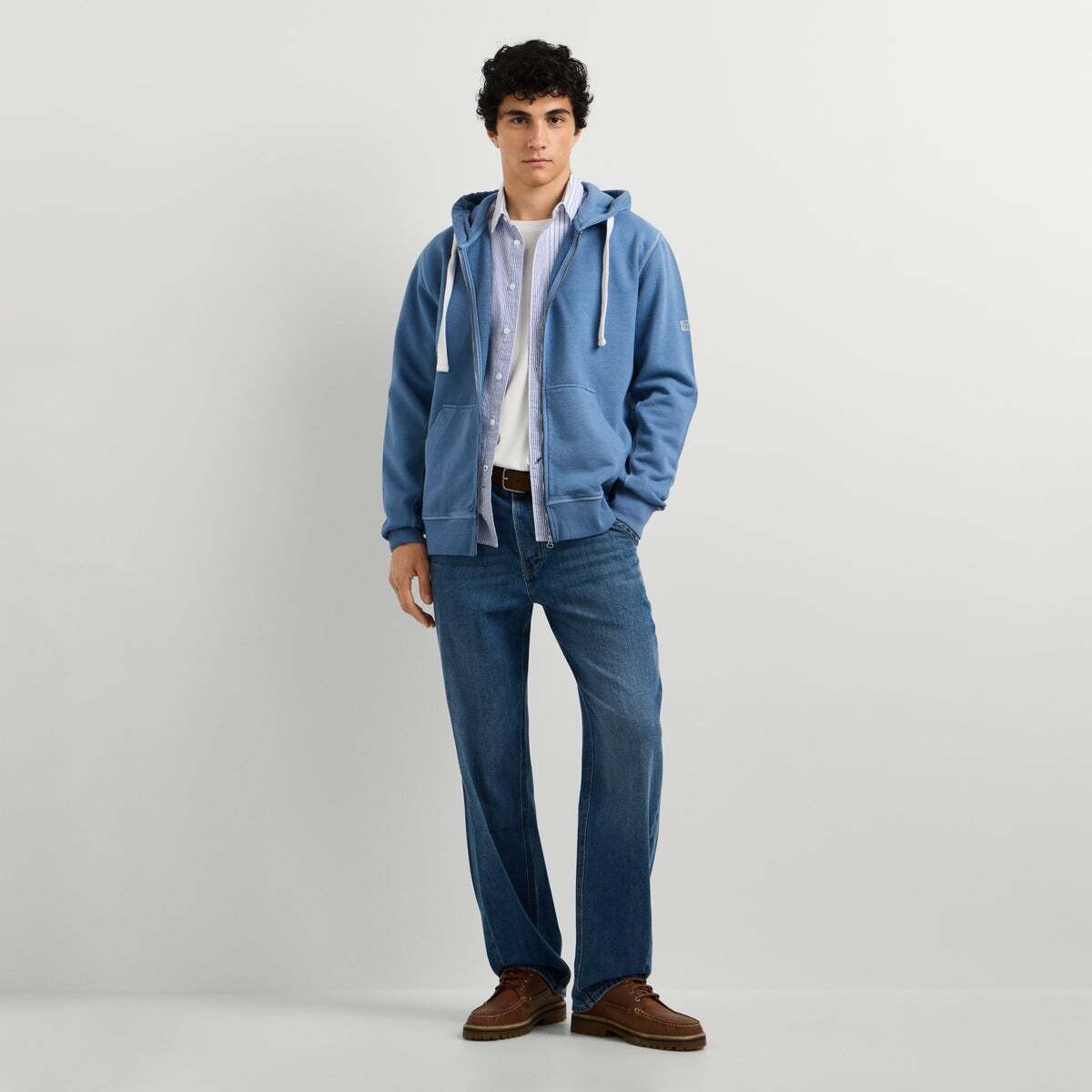 Sweat-Shirt À Capuche Et Fermeture Éclair Coupe Regular bleu mer, PEPE JEANS