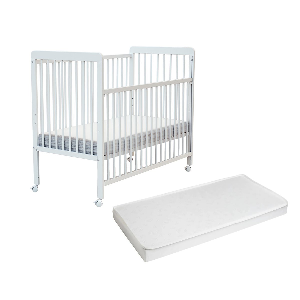 Lit bébé coulissant en bois avec matelas LIVO blanc, WEBABY