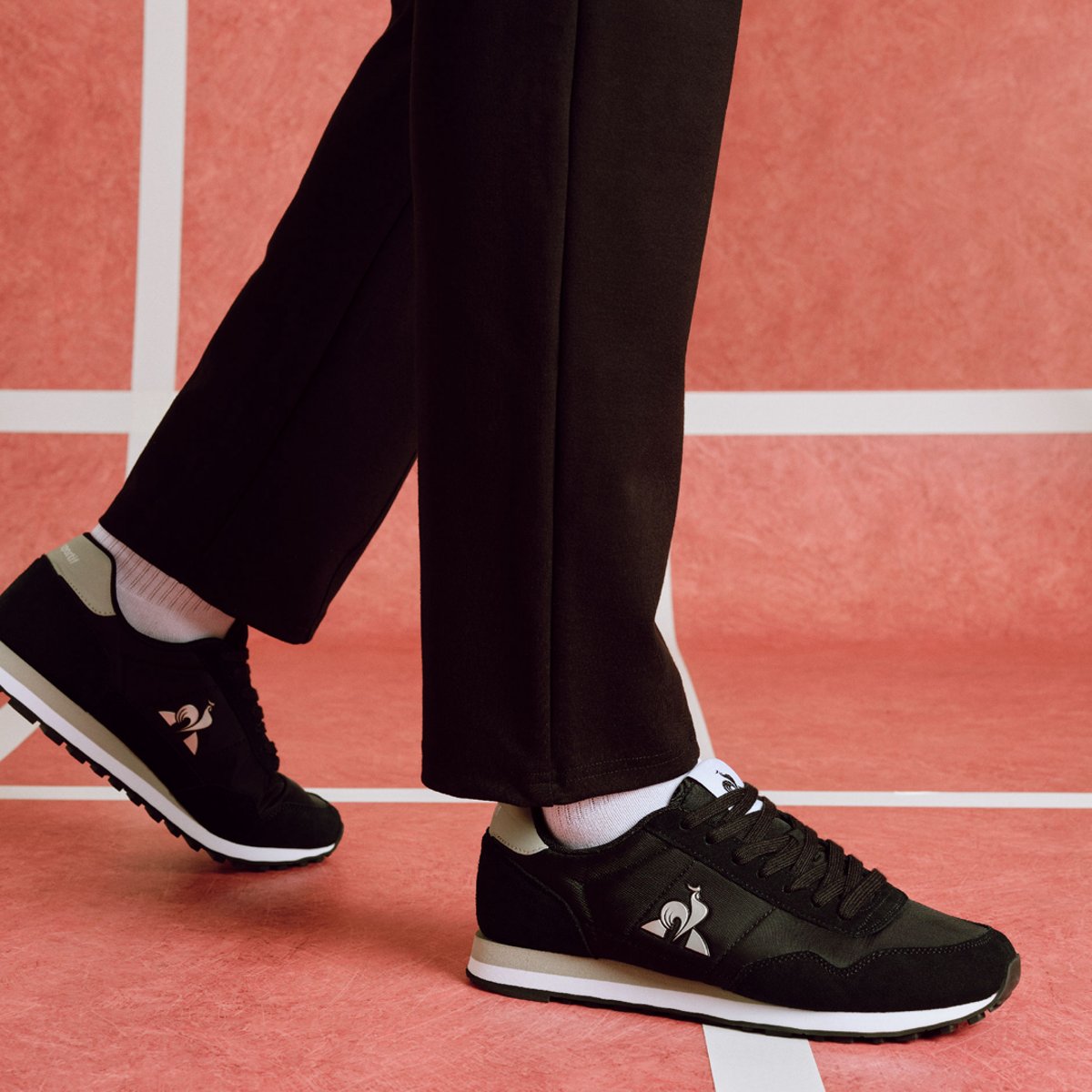 Sneakers retro-running en textile et suede Astra black/silver, LE COQ SPORTIF