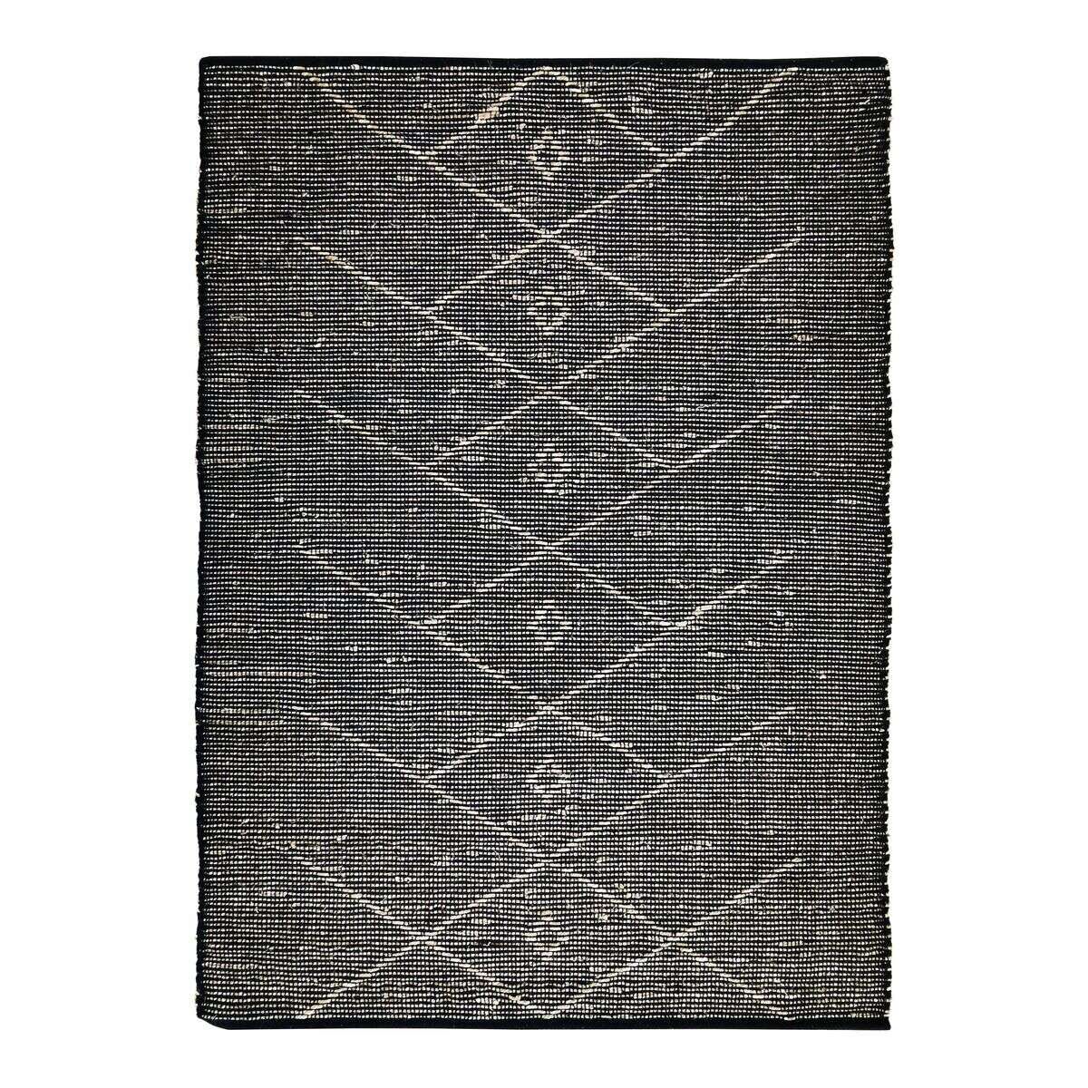 Tapis en jonc de mer motif tribal CHIC TRIBAL noir, THE DECO FACTORY