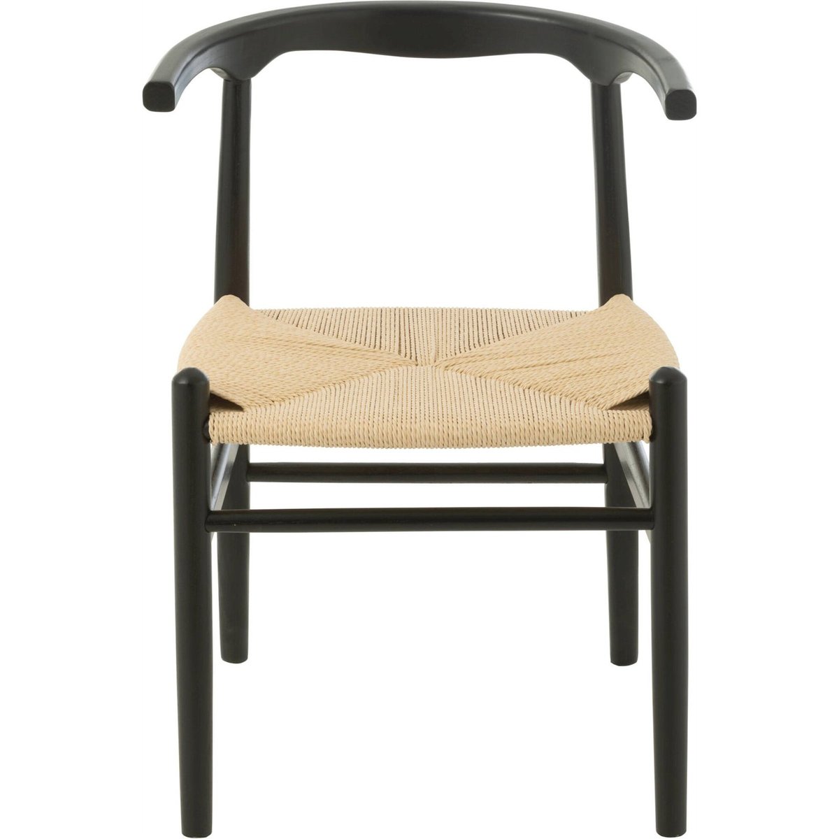 Chaise en hêtre assise en corde noir et naturel, RECOLLECTION