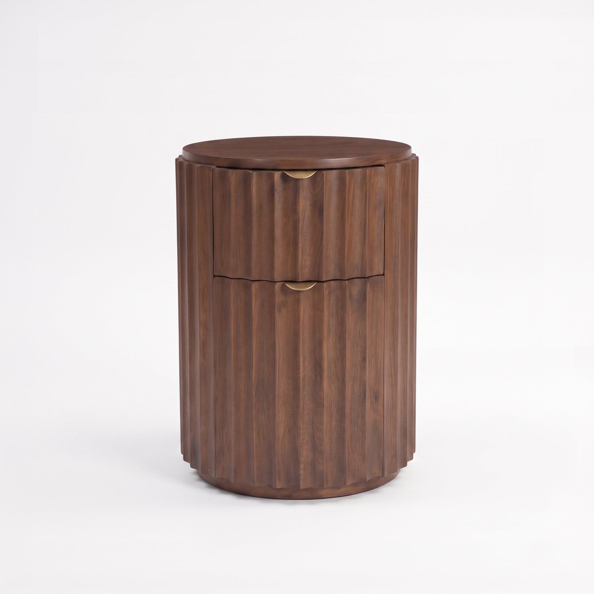 Table d'appoint en bois de manguier finition noyer, 2 tiroirs - LIVIO marron foncé, MAISON PAVANE