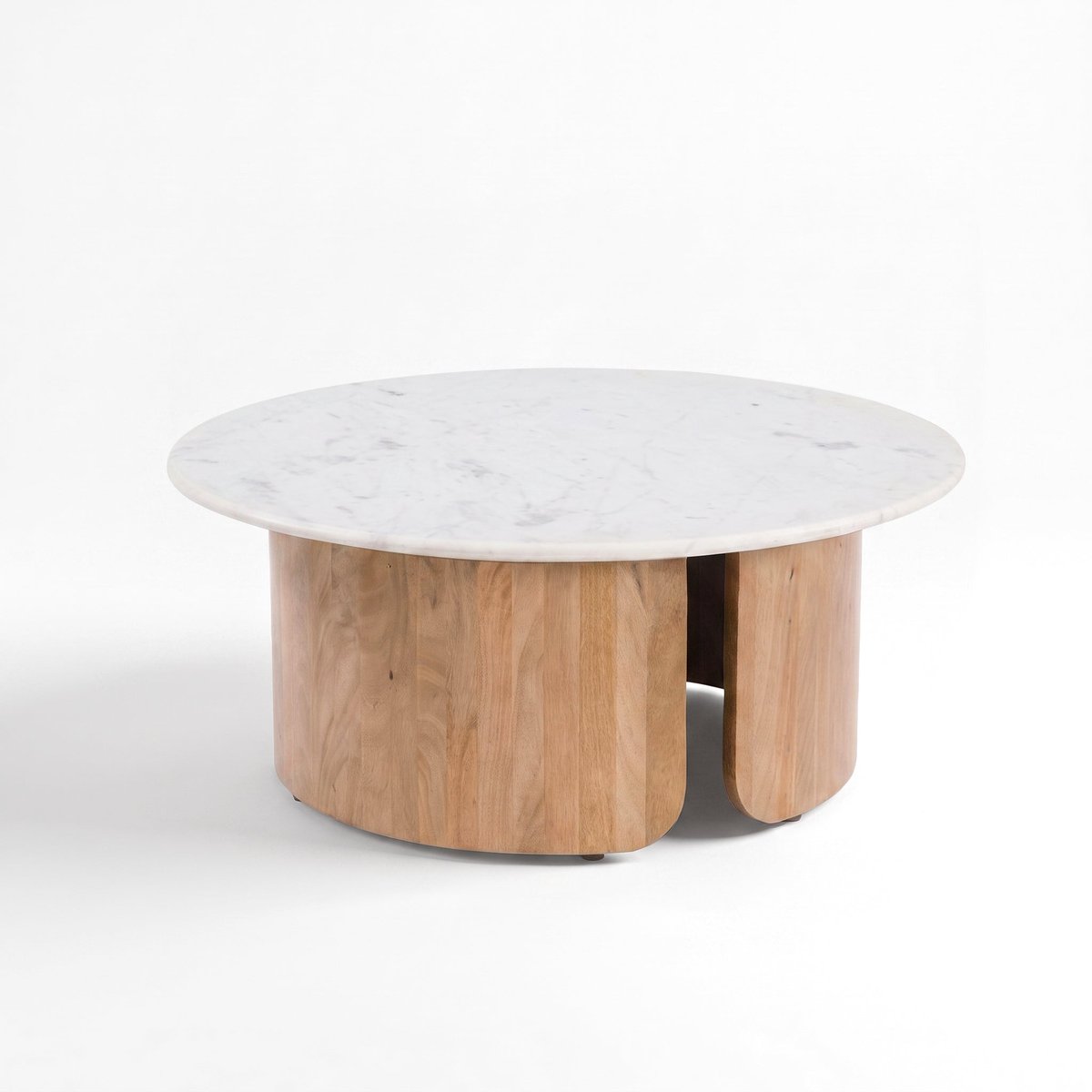 Table basse en marbre et bois de manguier - LÉANA blanc, MAISON PAVANE