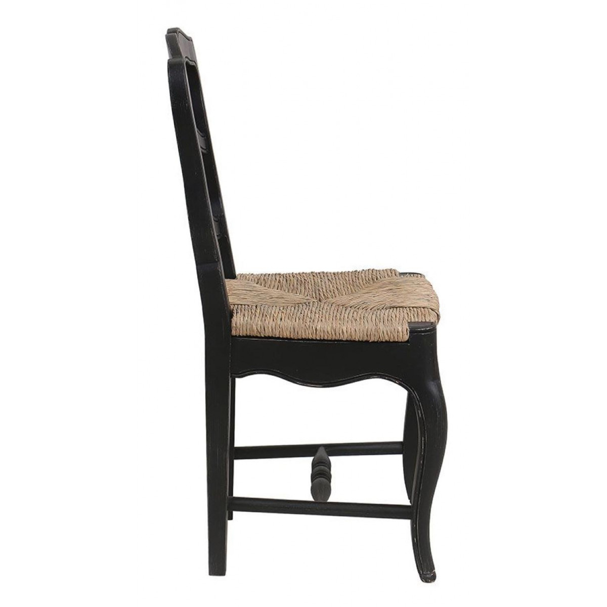 Lot de 2 chaises paillée pieds - ROMANCE noir, INTERIOR'S