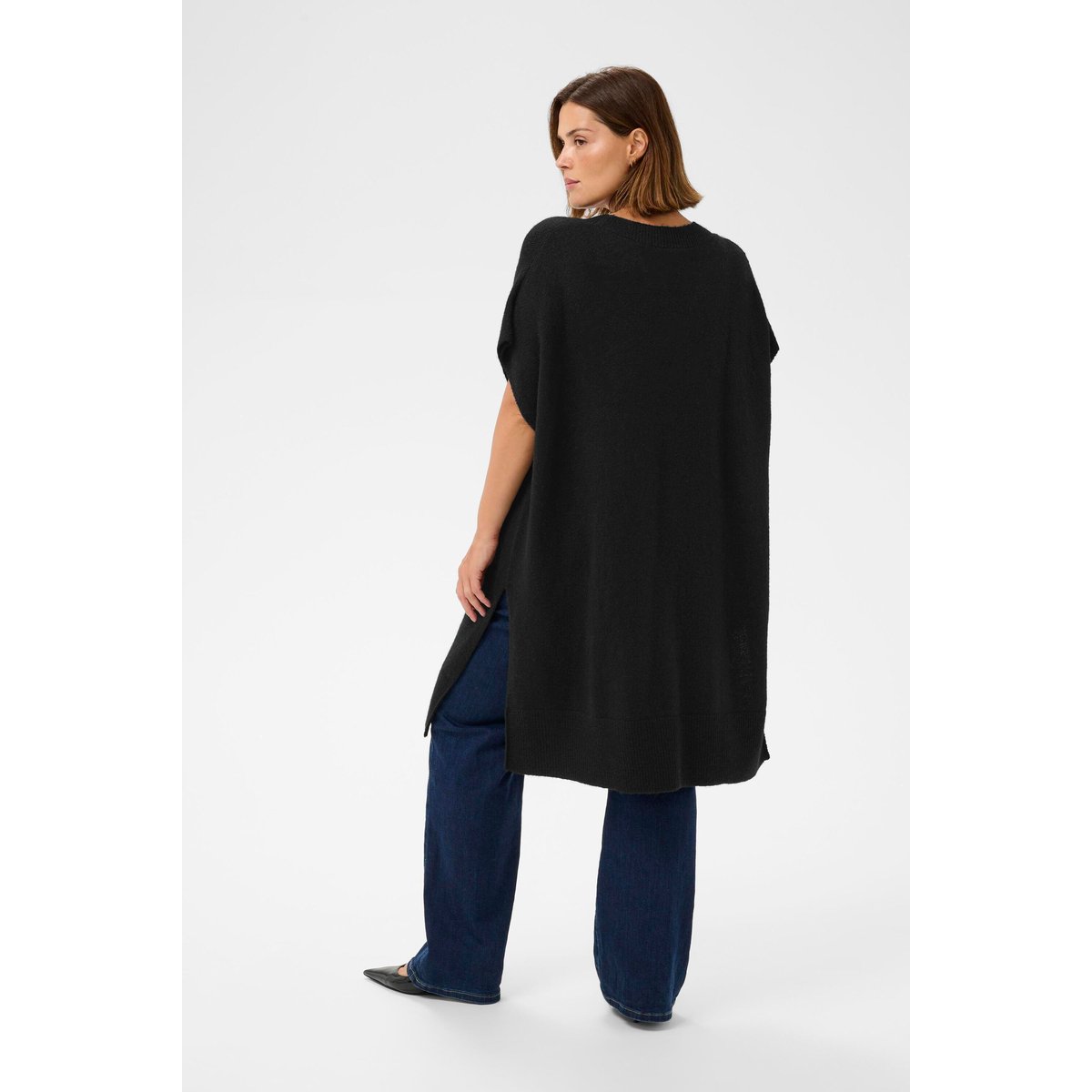 Poncho noir black deep, KAFFE CURVE