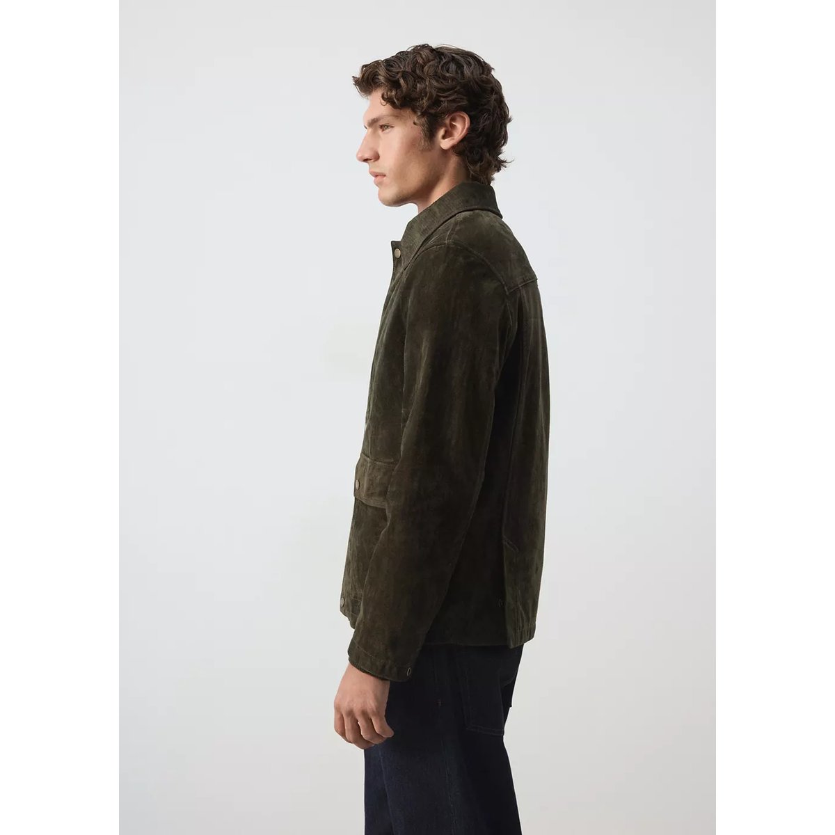 Veste 100 % cuir et daim vert foncé, MANGO MAN