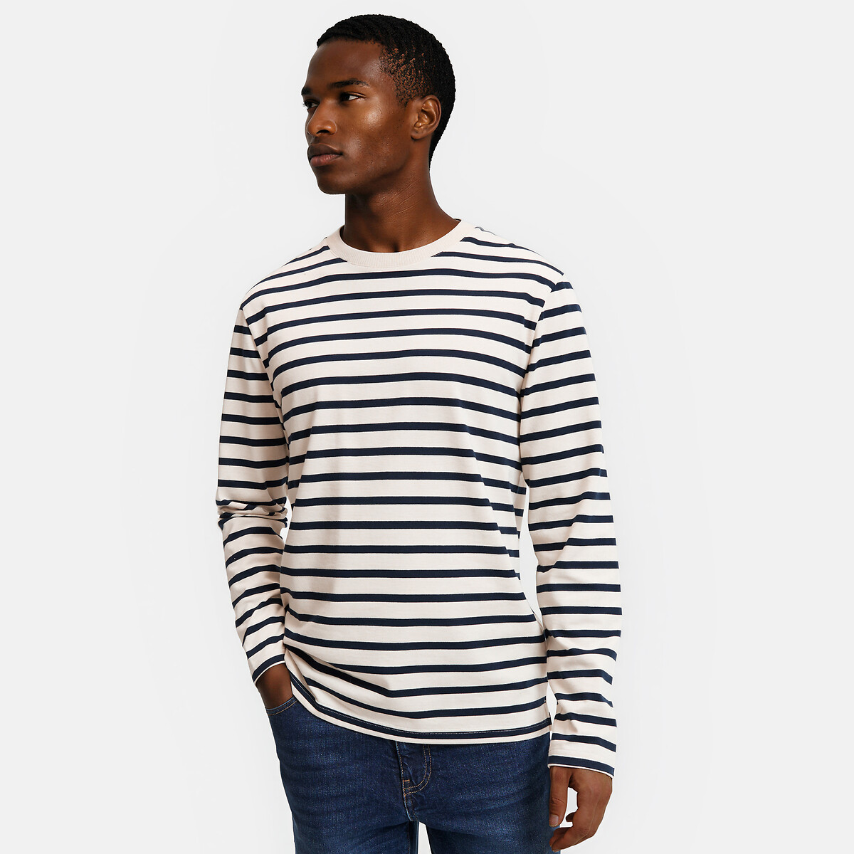 T-shirt col rond manches longues rayé marinière, LA REDOUTE COLLECTIONS