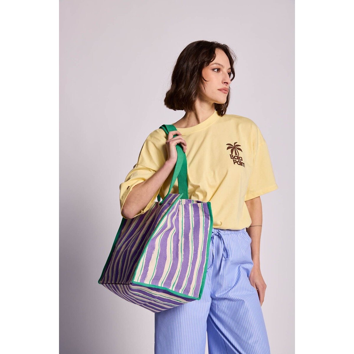 Gestreifter Shopper CLAUDE violett gestreift fantasie, HINDBAG