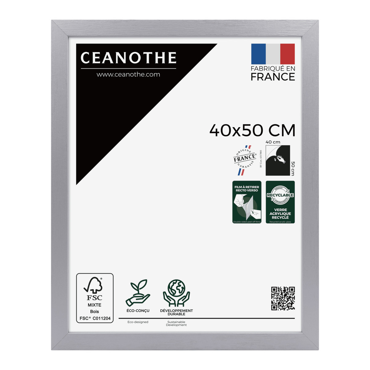 Cadre Photo En Bois Reconstitué Fsc KARMA gris, CEANOTHE