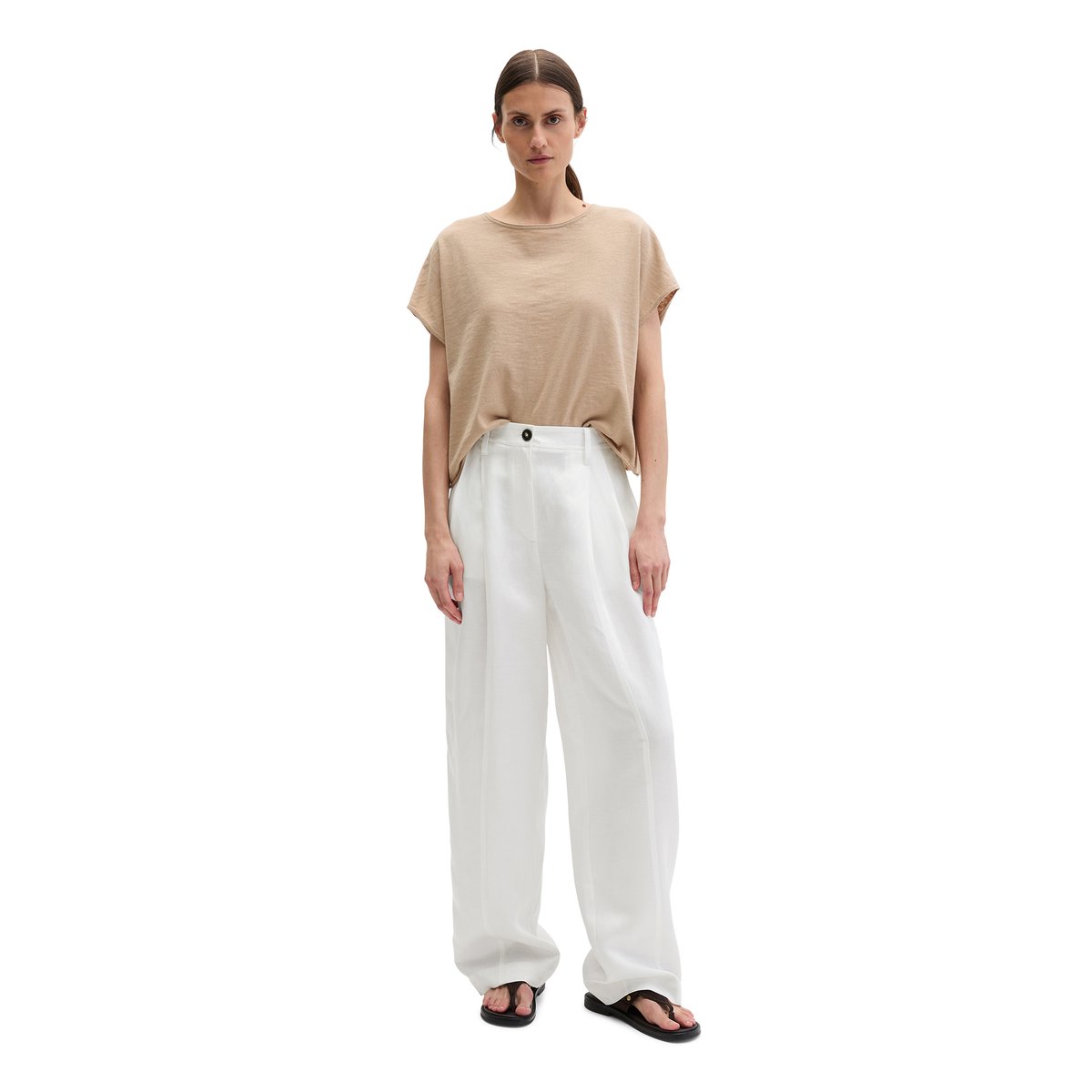 Pull en maille fine, coupe ample avec une épaule recoupée beige, MARC O'POLO