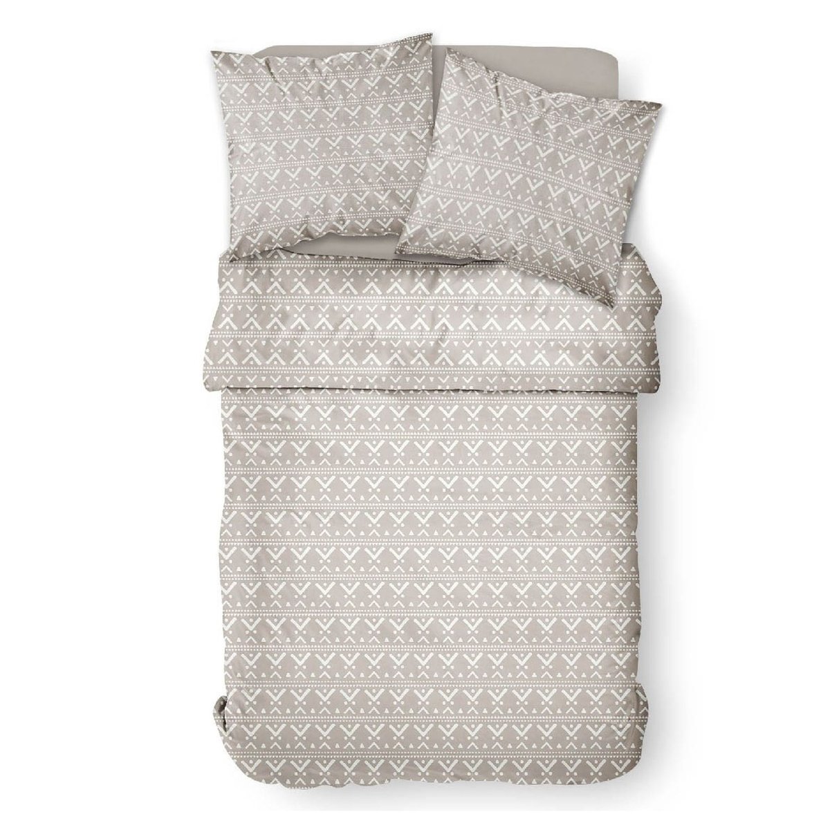 Parure de lit coton 2 personnes imprimé ethnique SUNSHINE gris, TODAY