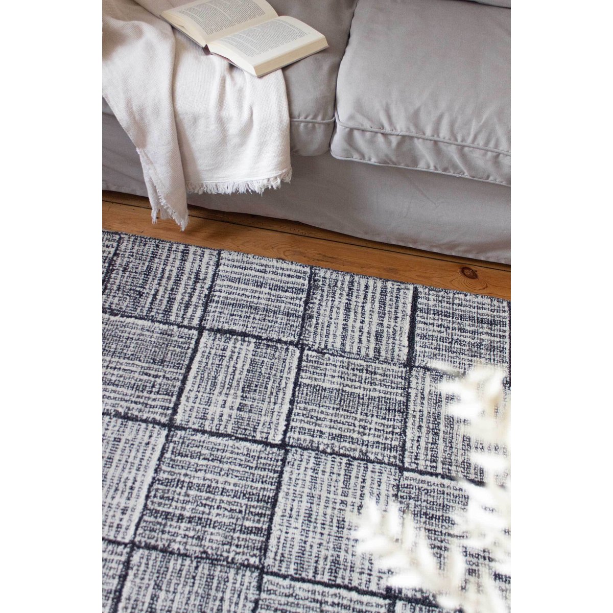 Tapis pure laine tissé main bicolore chic , LASSE gris clair, WECON HOME