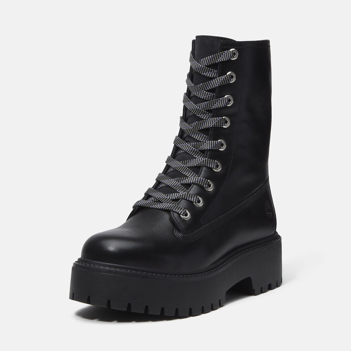 Schnürstiefeletten mit Keilabsatz aus Leder Stone Street Mid Lace schwarz, TIMBERLAND