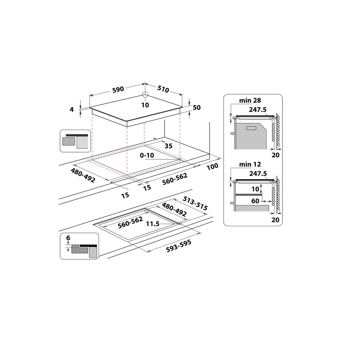 Plaque induction WSQ4860NE couleur unique, WHIRLPOOL