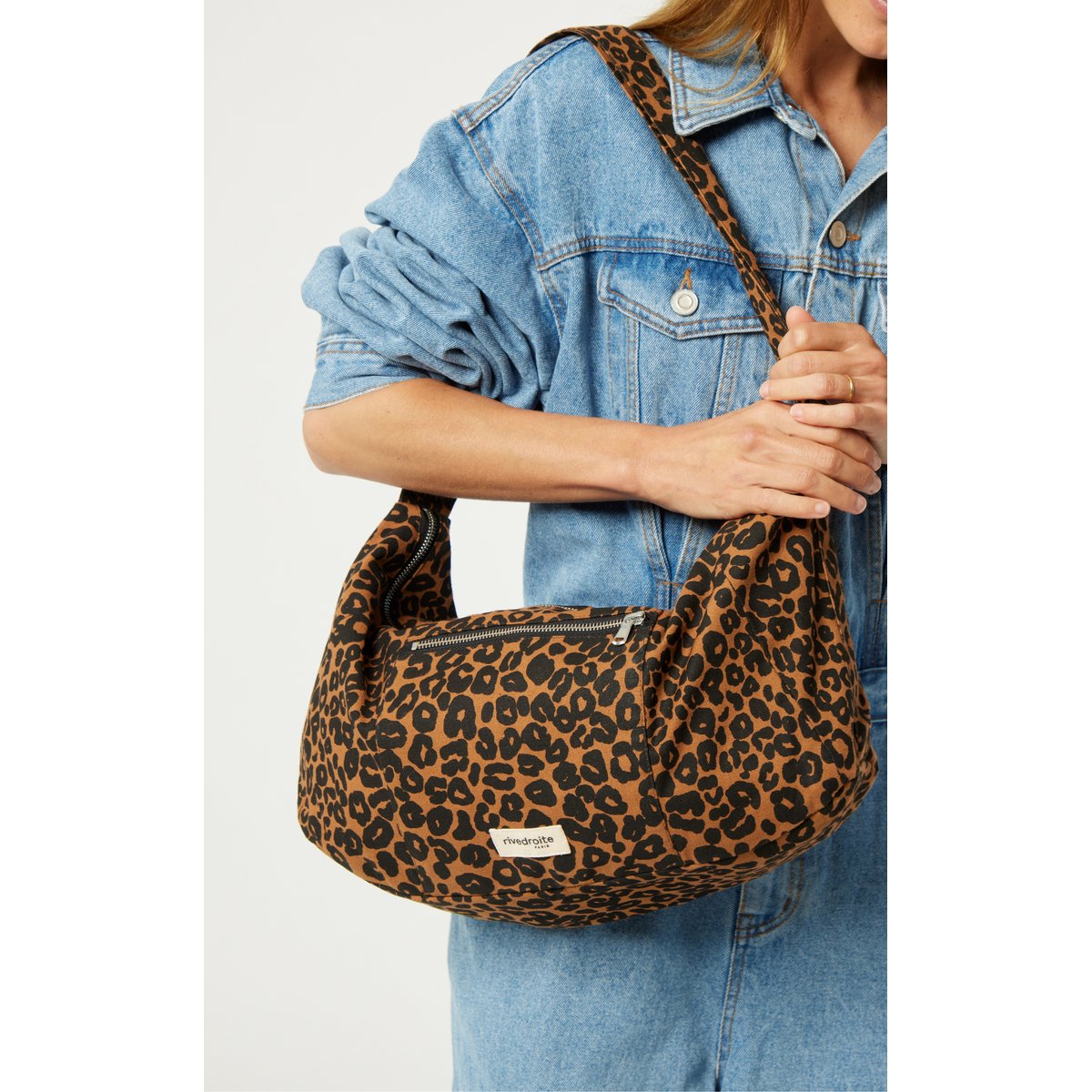 Sac crossbody imprimé CHARLOT léopard marron, RIVEDROITE