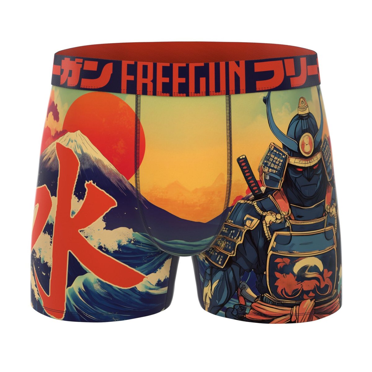 Lot De 3 Boxers Manga Estampe rouge/orange/jaune/beige/bleu, FREEGUN