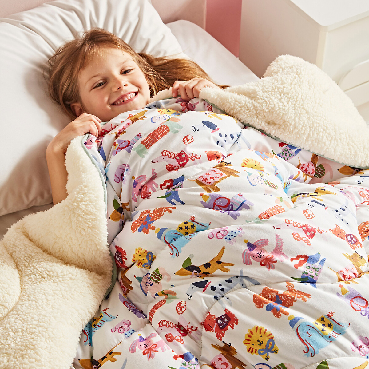 Eleanor Bowmer 9 Tog Happy Dogs Cosy Throw Duvet multi-coloured, NIGHT LARK
