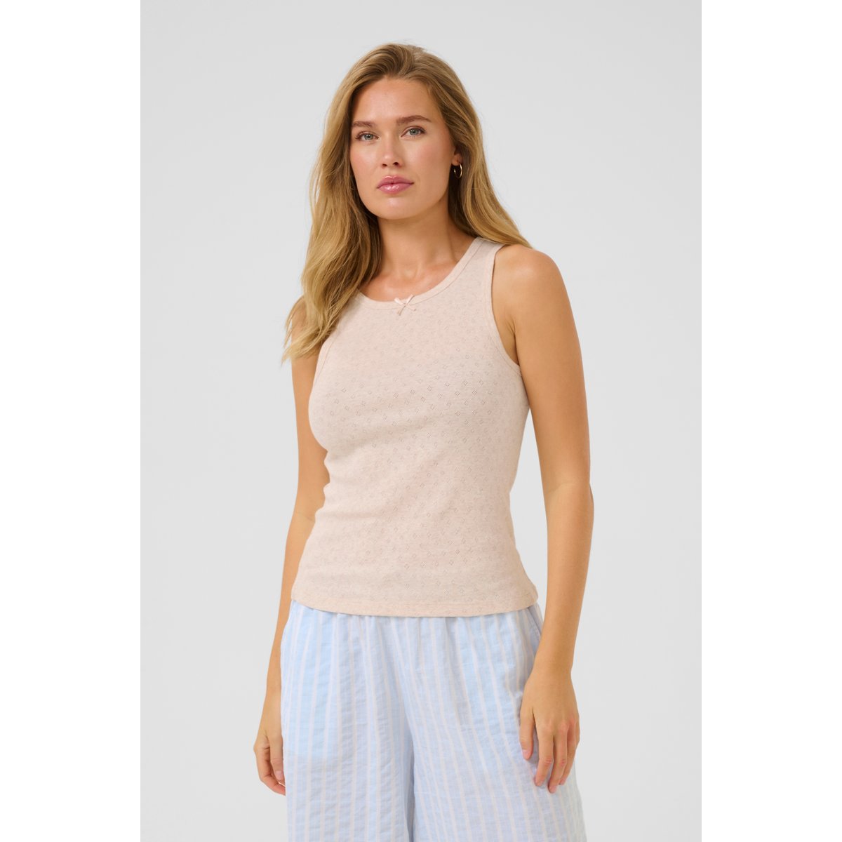 Sleeveless blouse beige sand melange, KAFFE