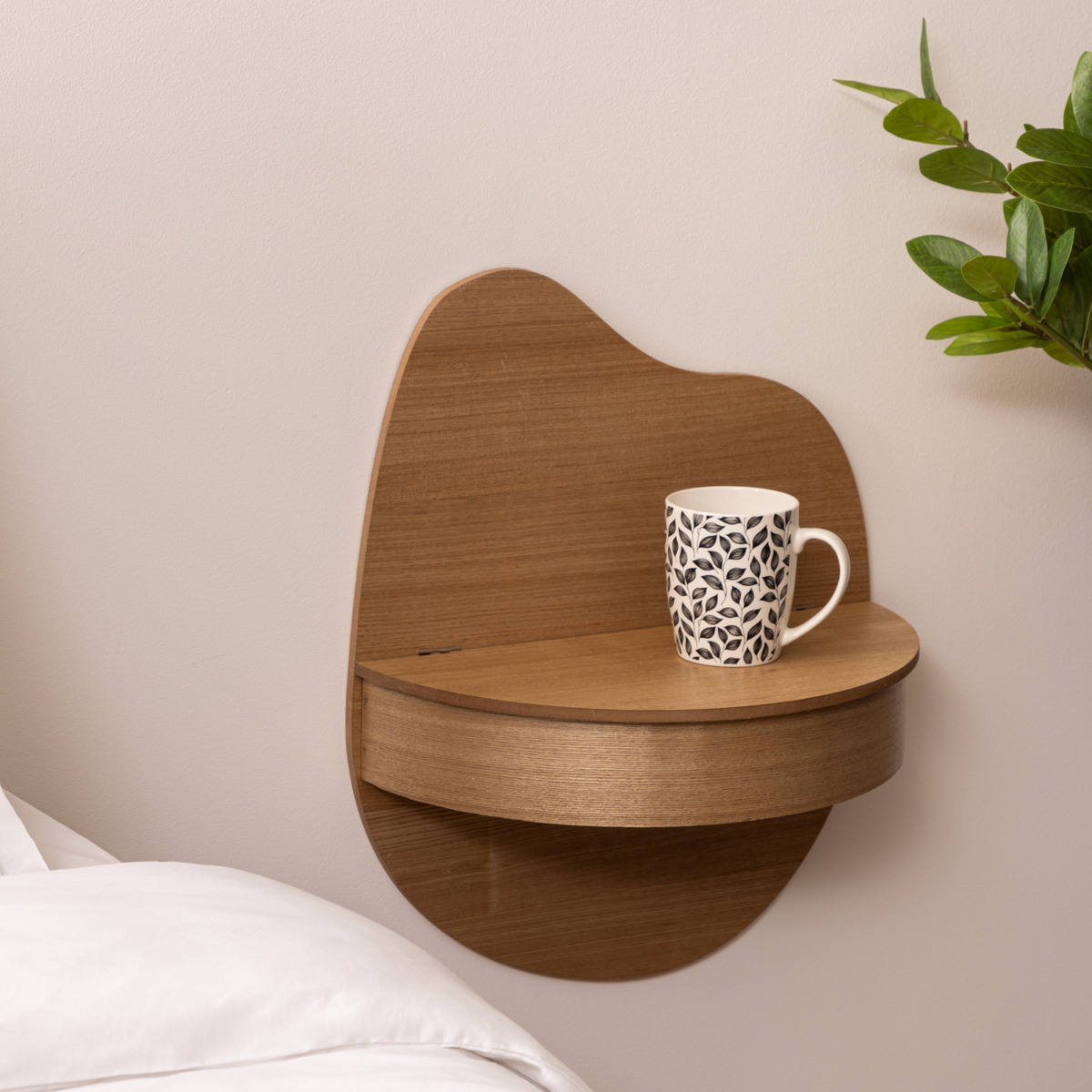 Etagère murale découpe courbe avec vide-poche GIUSEPPE beige, ATMOSPHERA