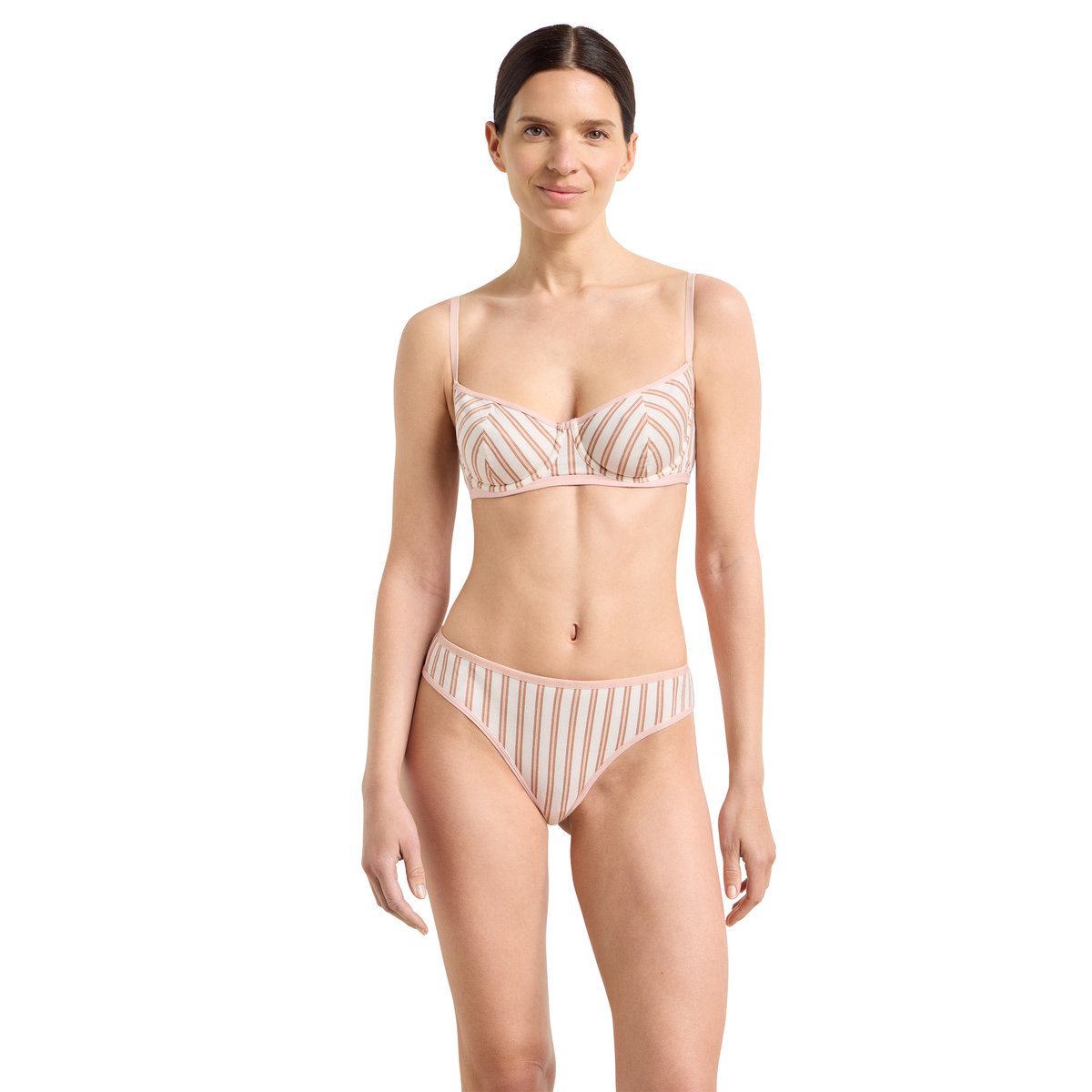 Tanga à rayures Dim x Inès de la Fressange beige, DIM