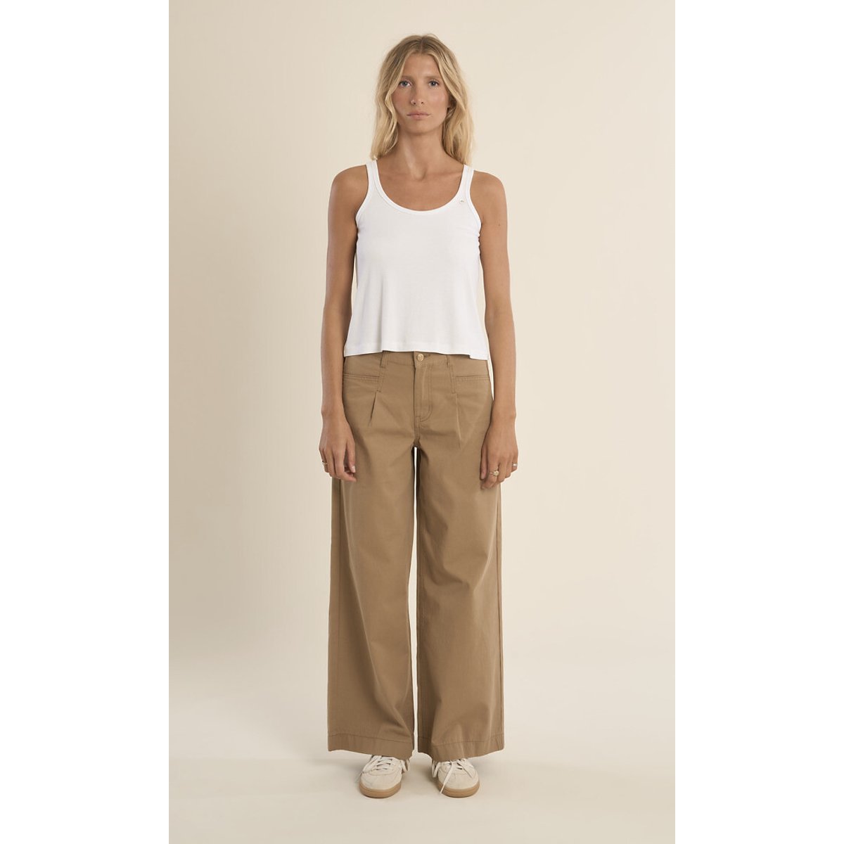 Pantalon large taille haute camel, MOLLY BRACKEN