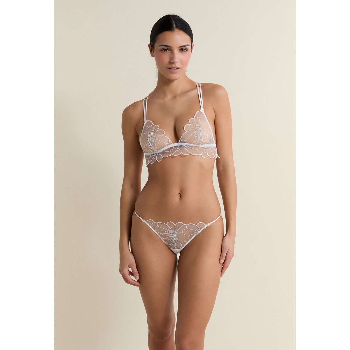 Soutien-gorge triangle en broderie CAMELIA blanc, ETAM