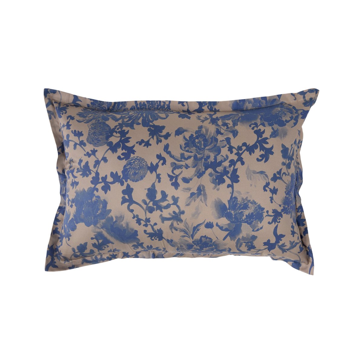 Coussin satin - SHANGHAI ecorce/bleu nautique, CAMIF