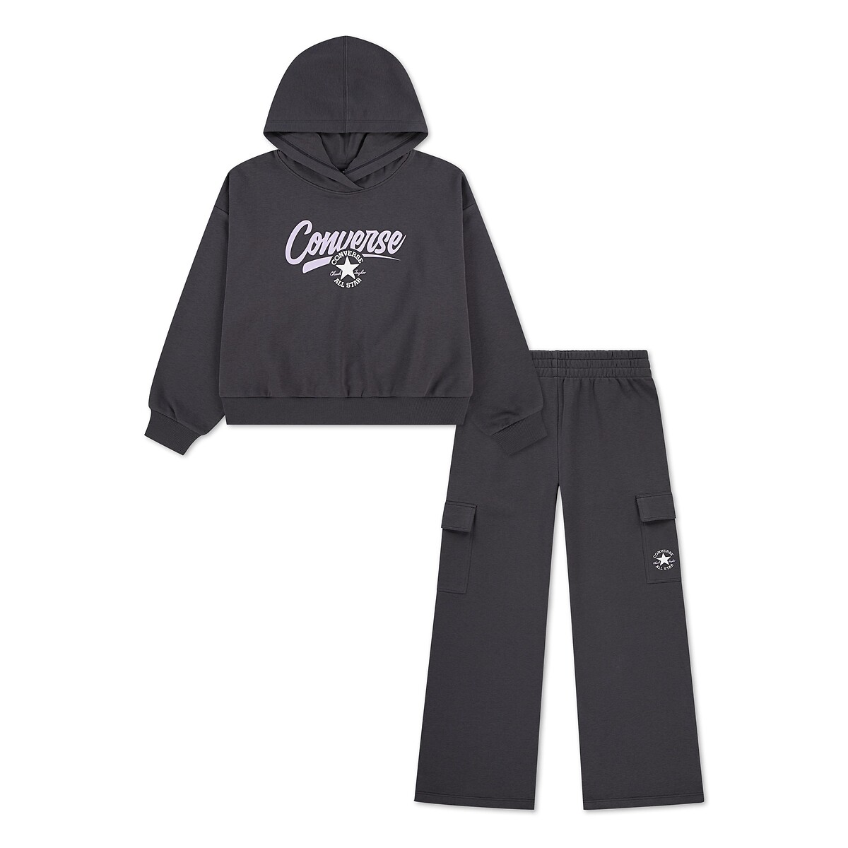 Ensemble avec sweat et jogging, en molleton léger gris anthracite, CONVERSE