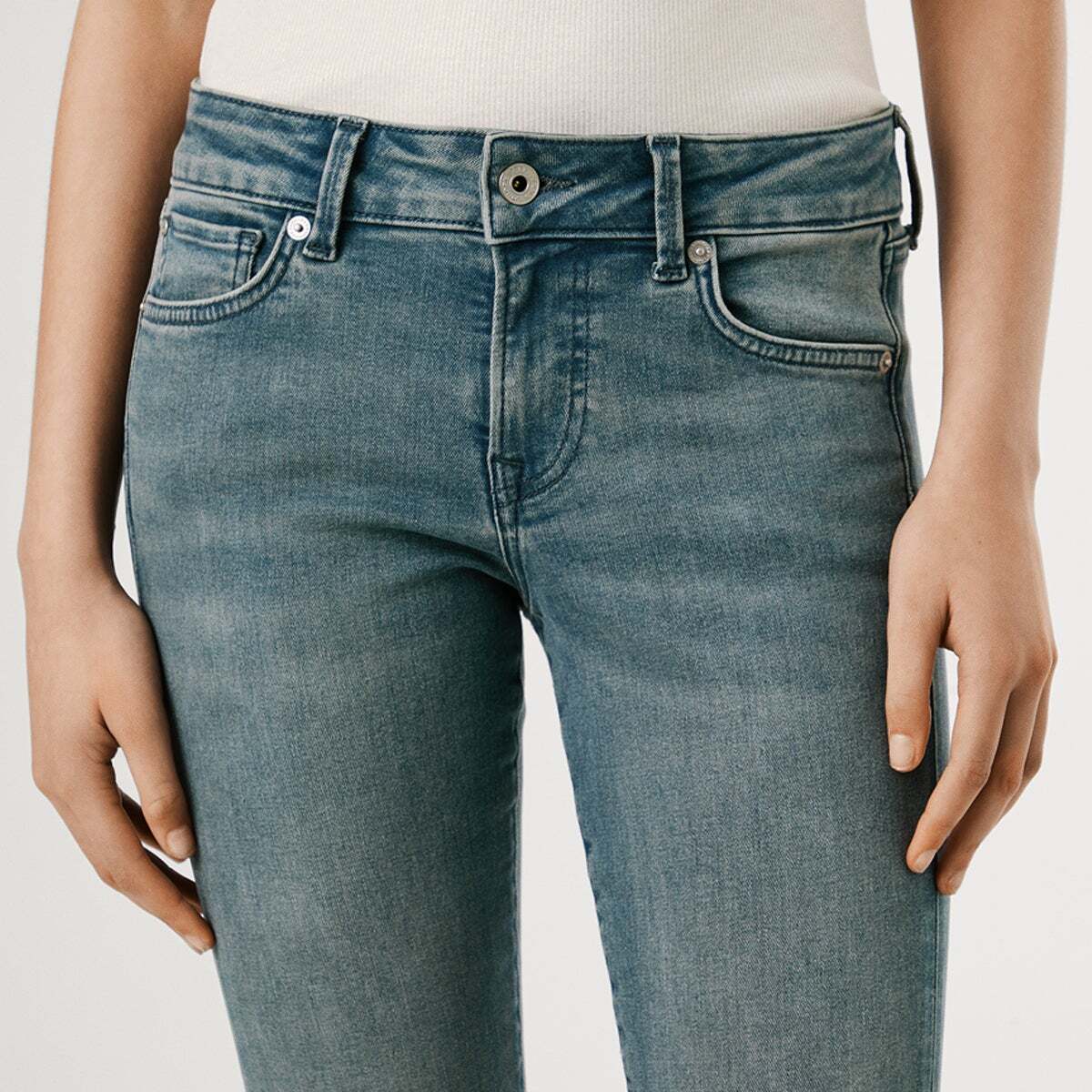 Jean Coupe Skinny, Taille Basse - Soho authentic smoke blue powerflex, PEPE JEANS
