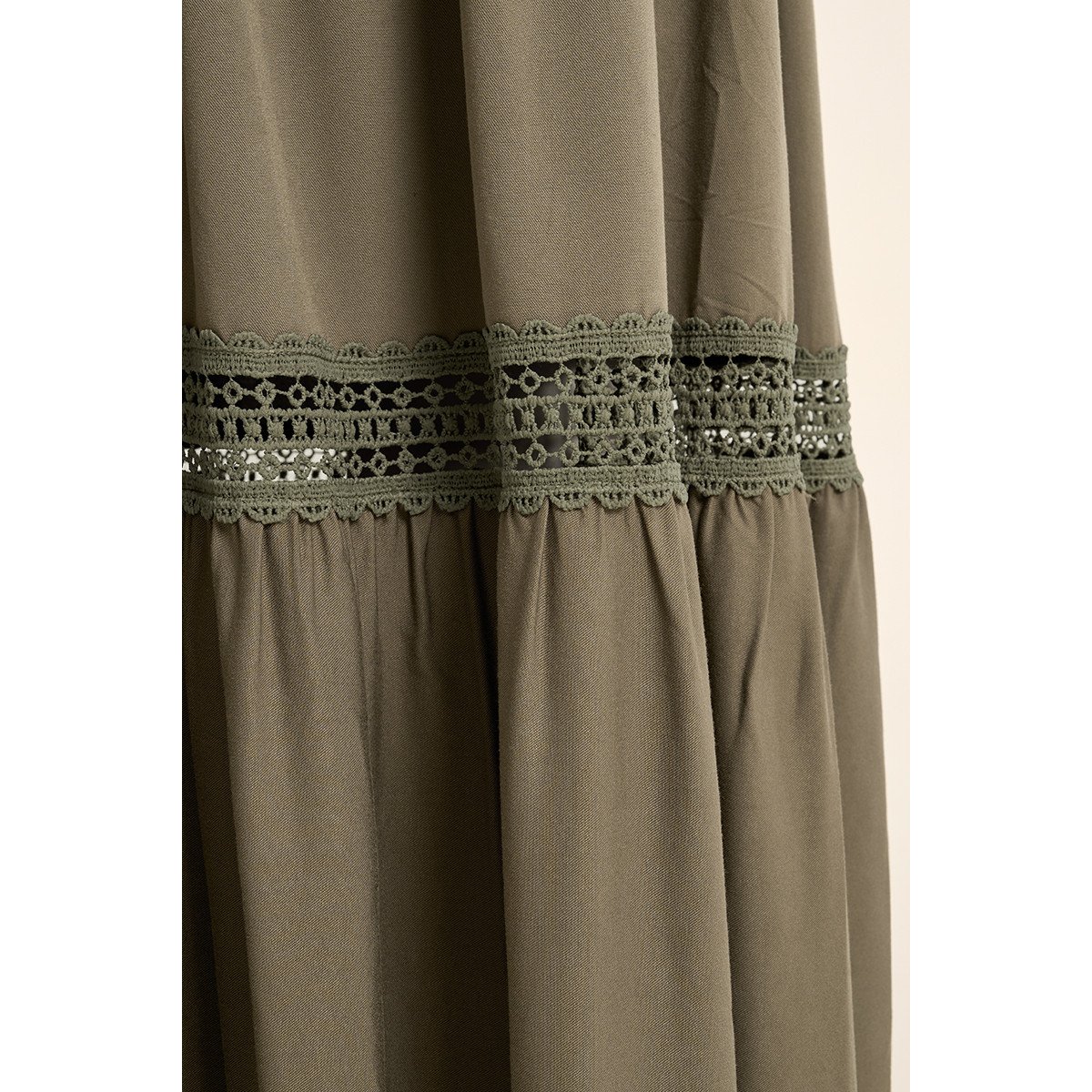 Longue jupe ajourée khaki, MOLLY BRACKEN