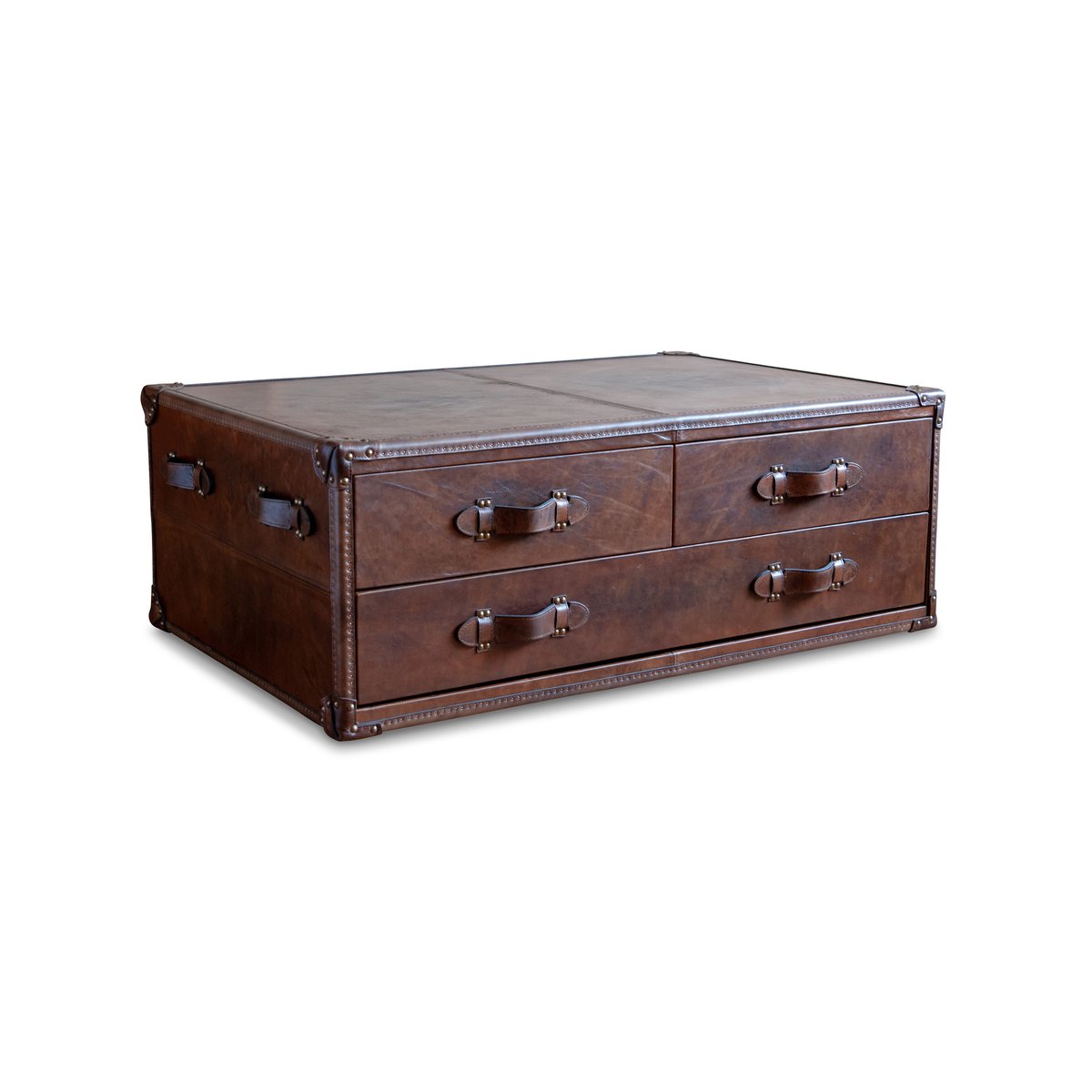 Table basse en cuir GOLDFIELD marron, PRODUIT INTERIEUR BRUT