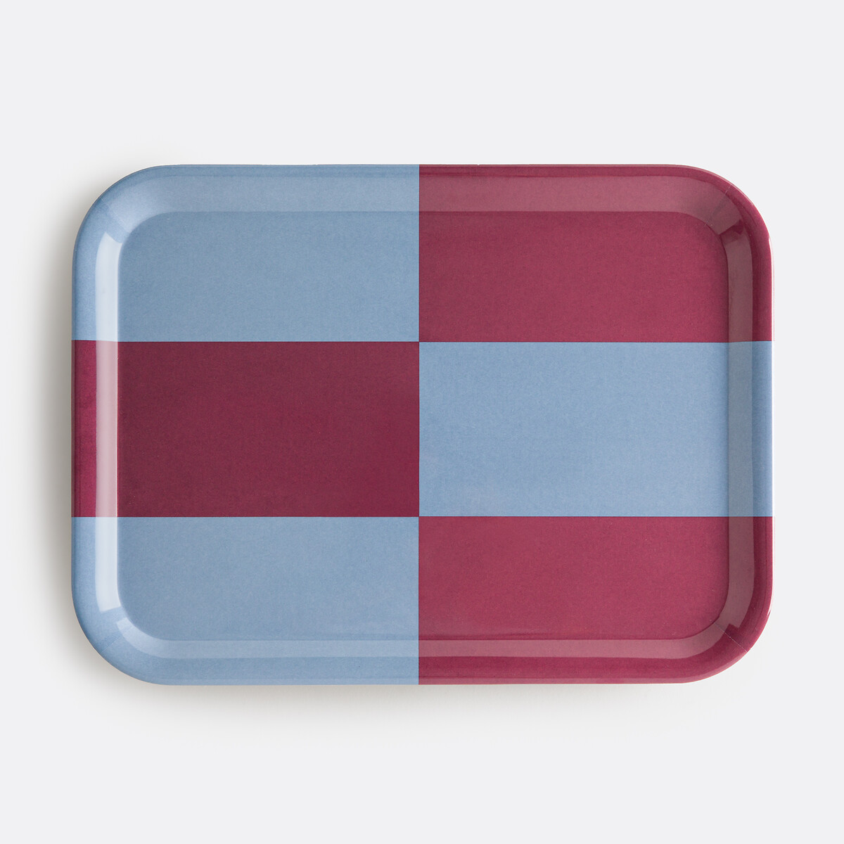 Plateau bicolore motif graphique, taille L, TABAKA  bleu/bordeaux, LA REDOUTE INTERIEURS