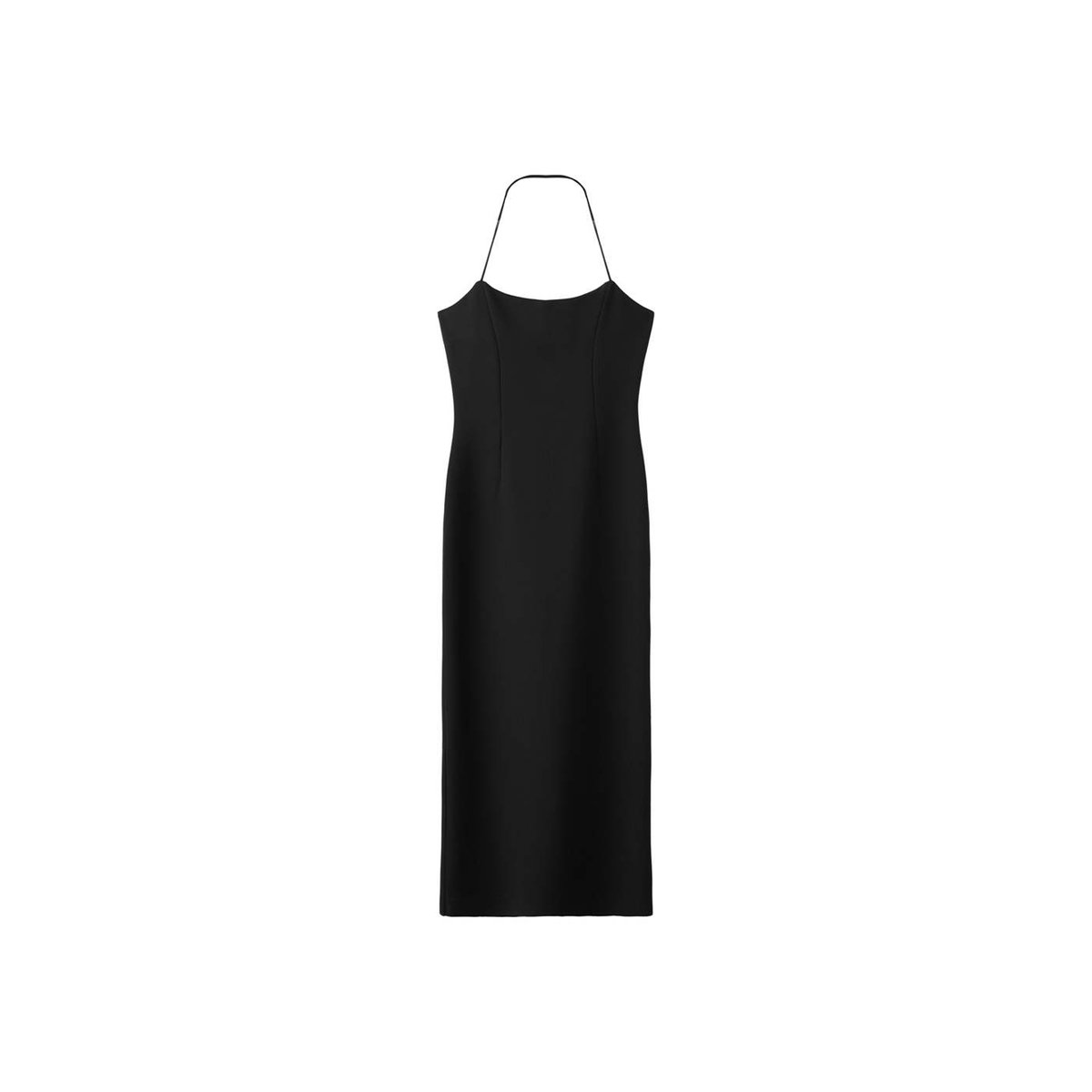Robe cintrée à col halter noir, MANGO