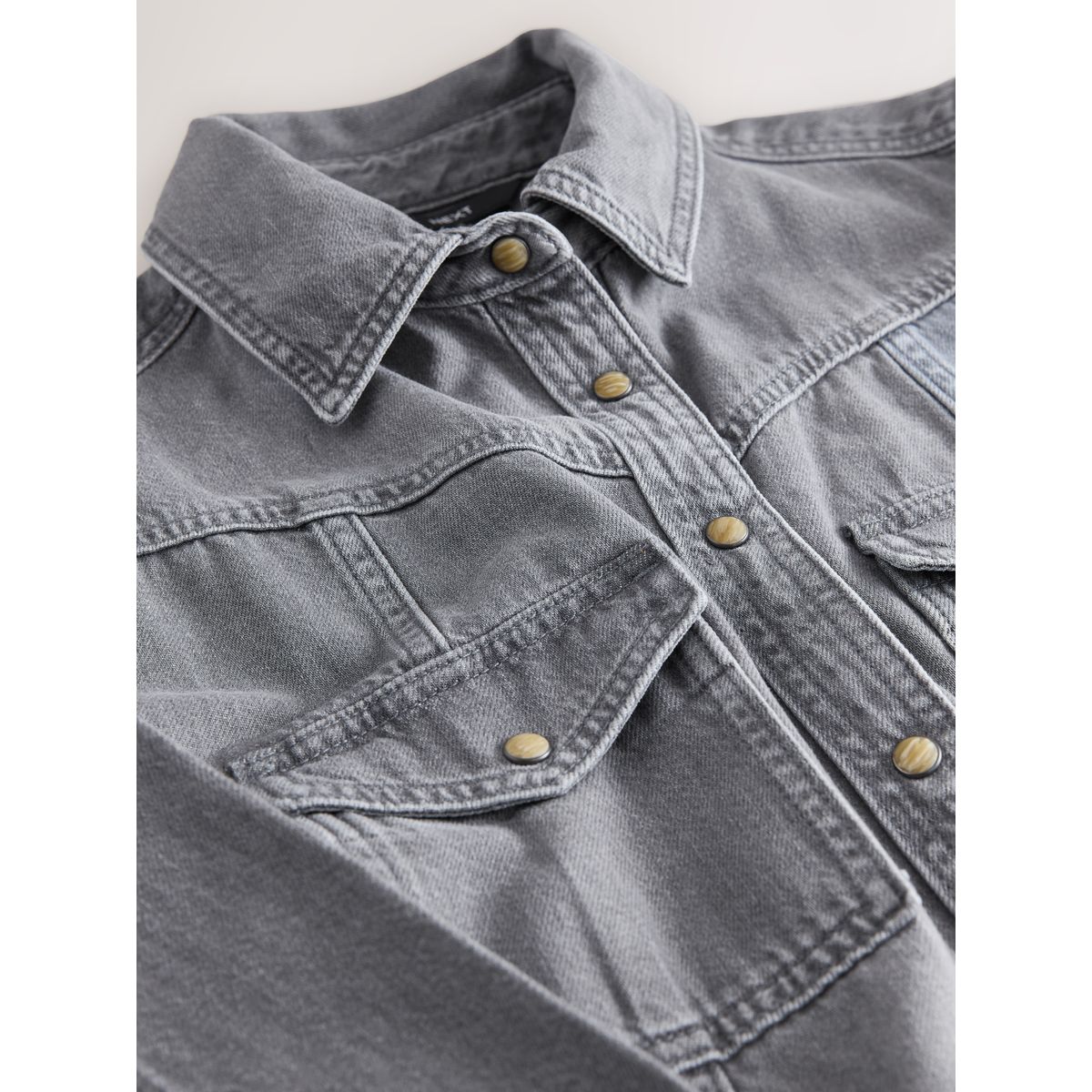 Robe chemise longue en denim gris, NEXT