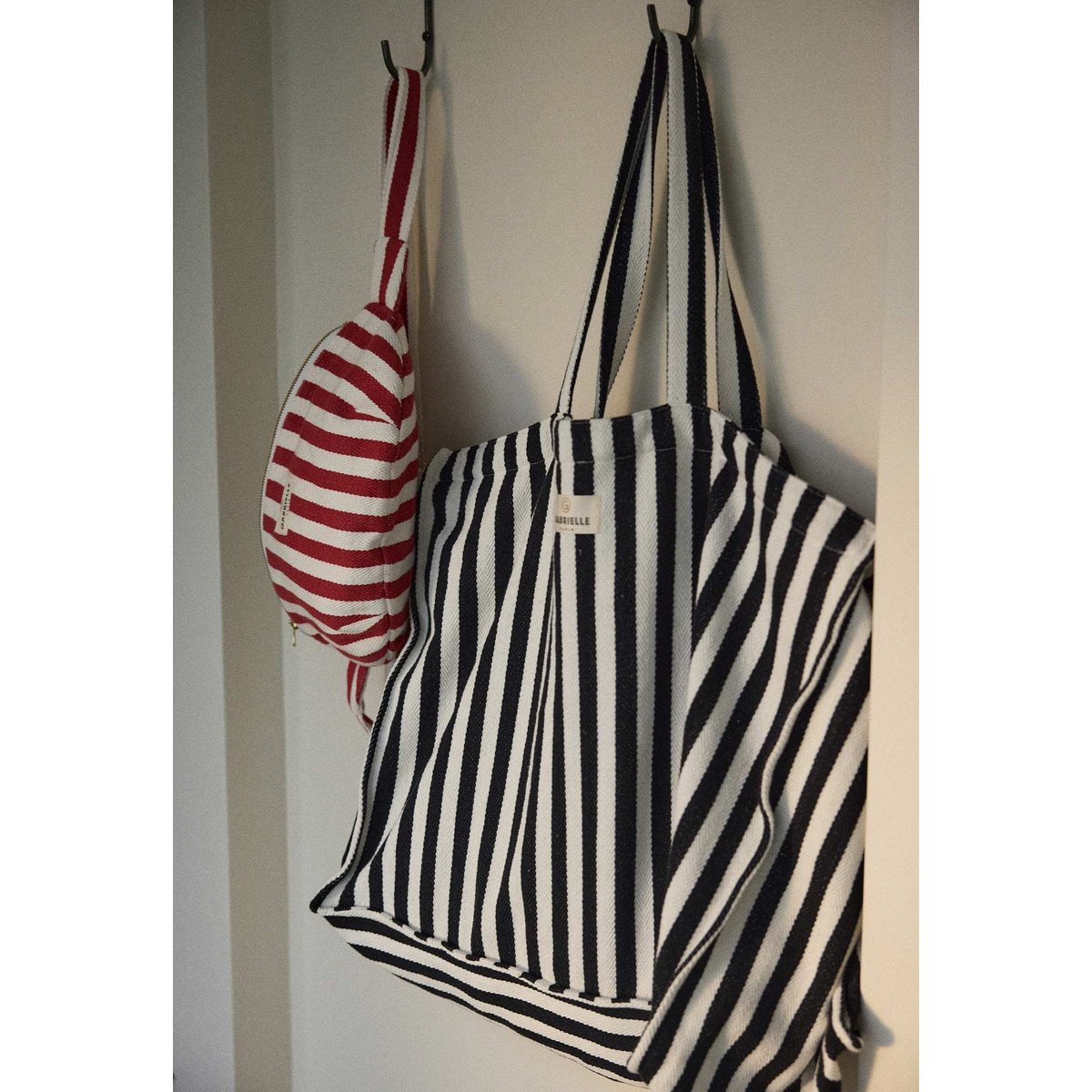 Sac week-end en coton, RAYURES noir, GABRIELLE PARIS