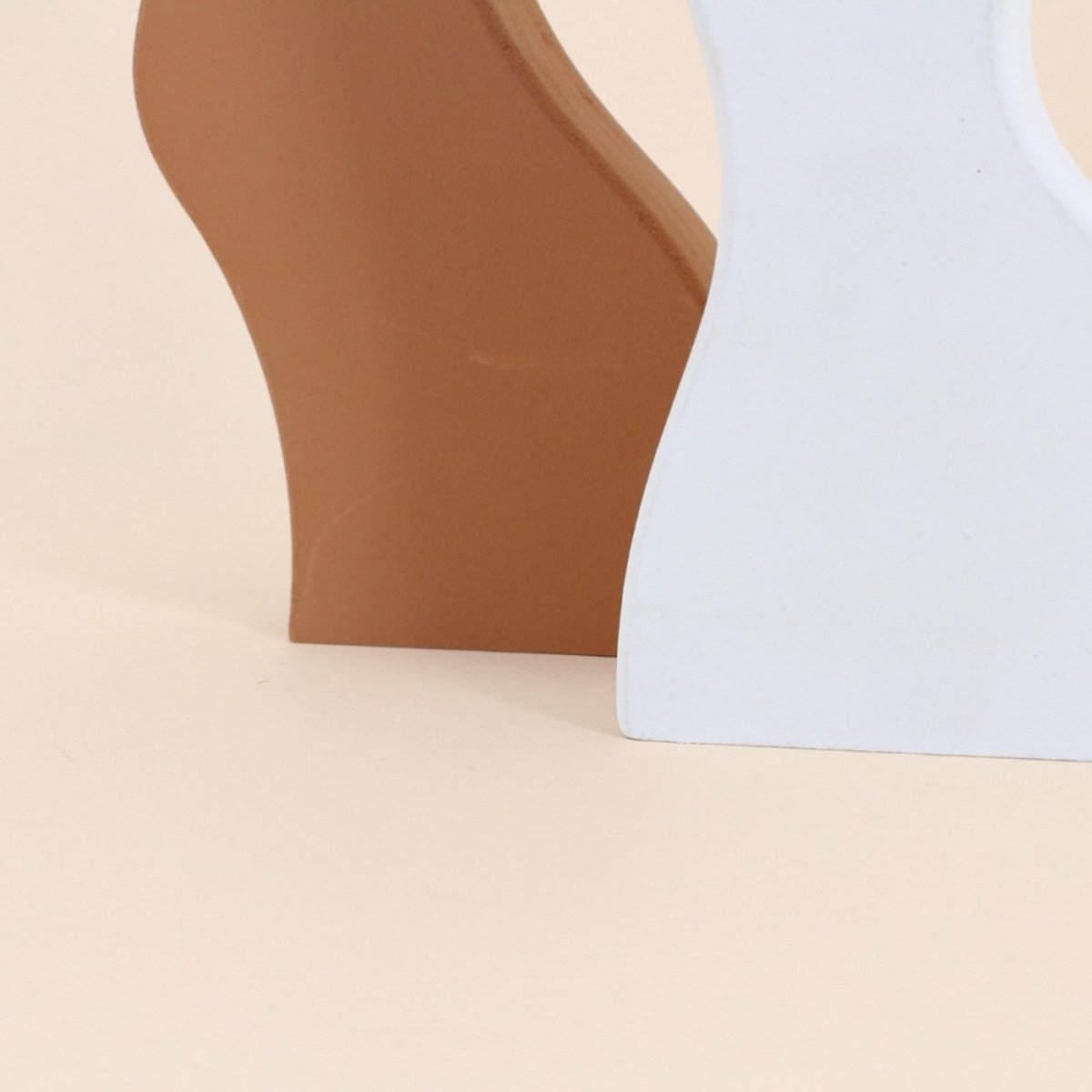 Set de 2 bougeoirs design terracotta - blanc, ORNAMI