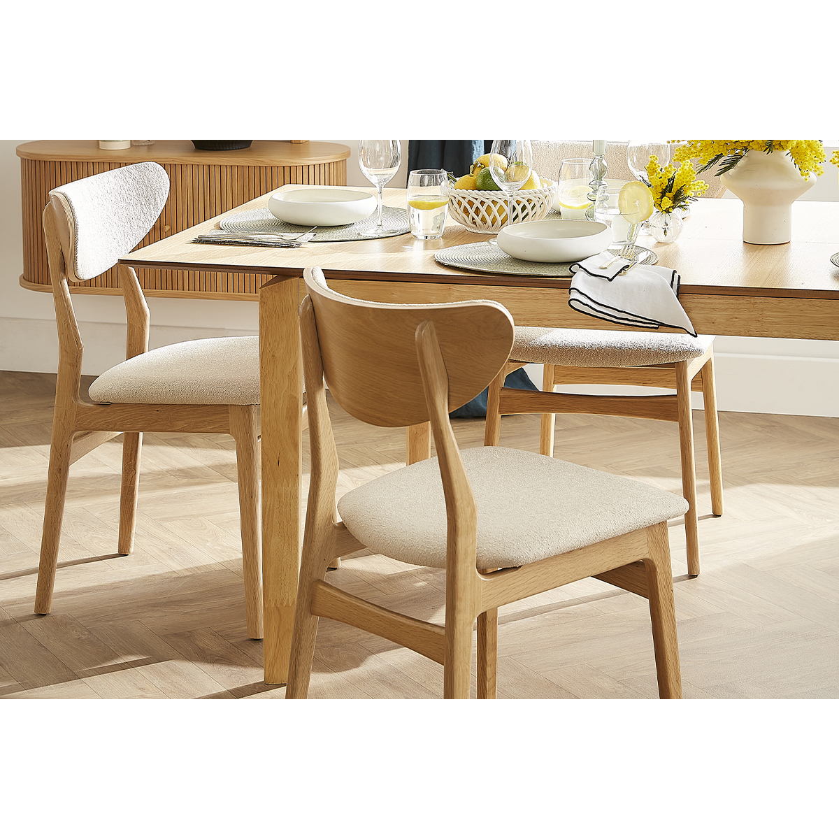 Chaises scandinaves chêne massif (lot de 2) MAYA chêne clair, MILIBOO