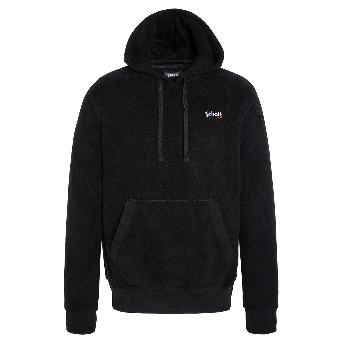Sweatshirt polaire à capuche noir, SCHOTT